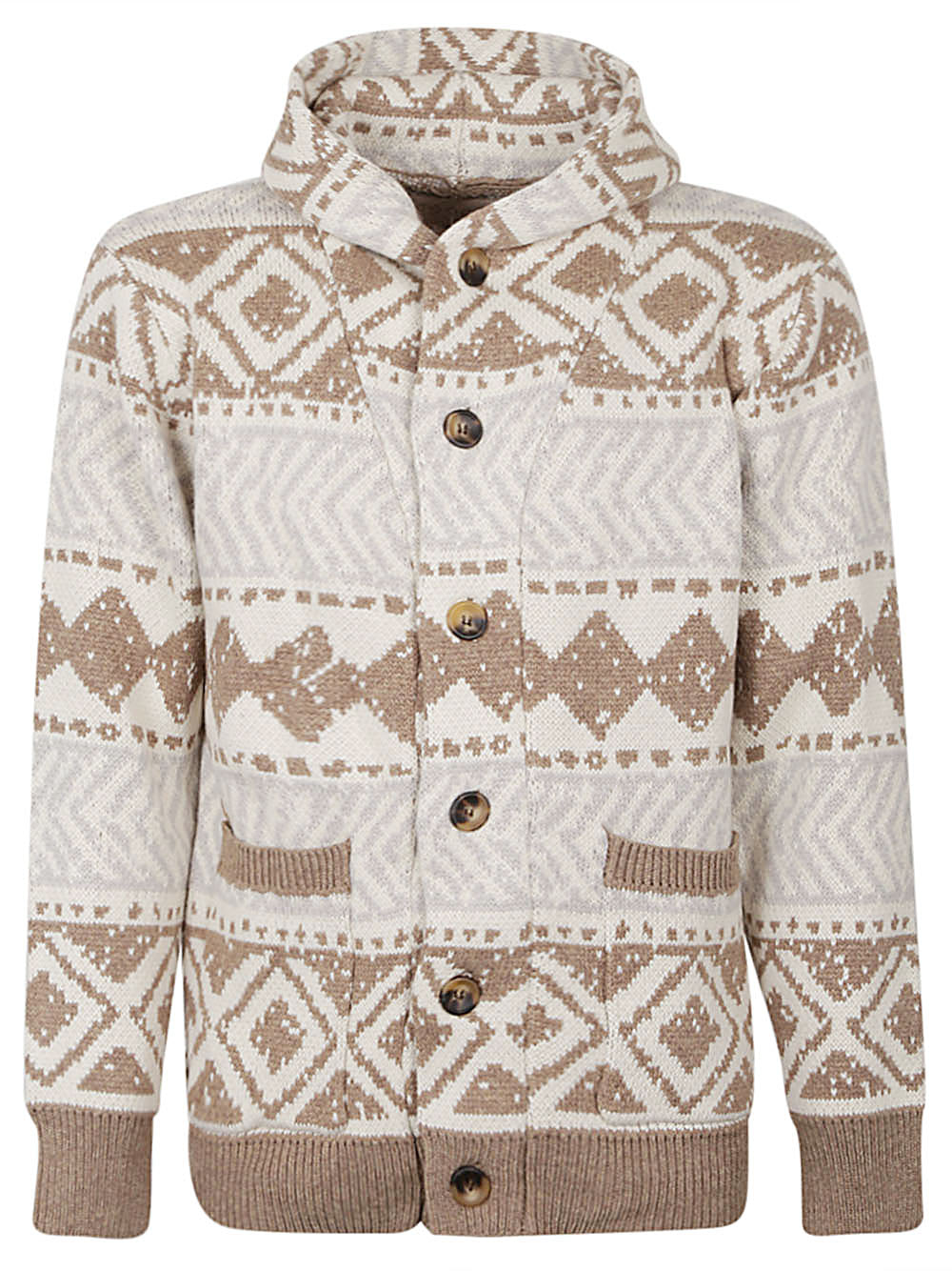 TOOCO Men's Large Ethnic Print Cardigan