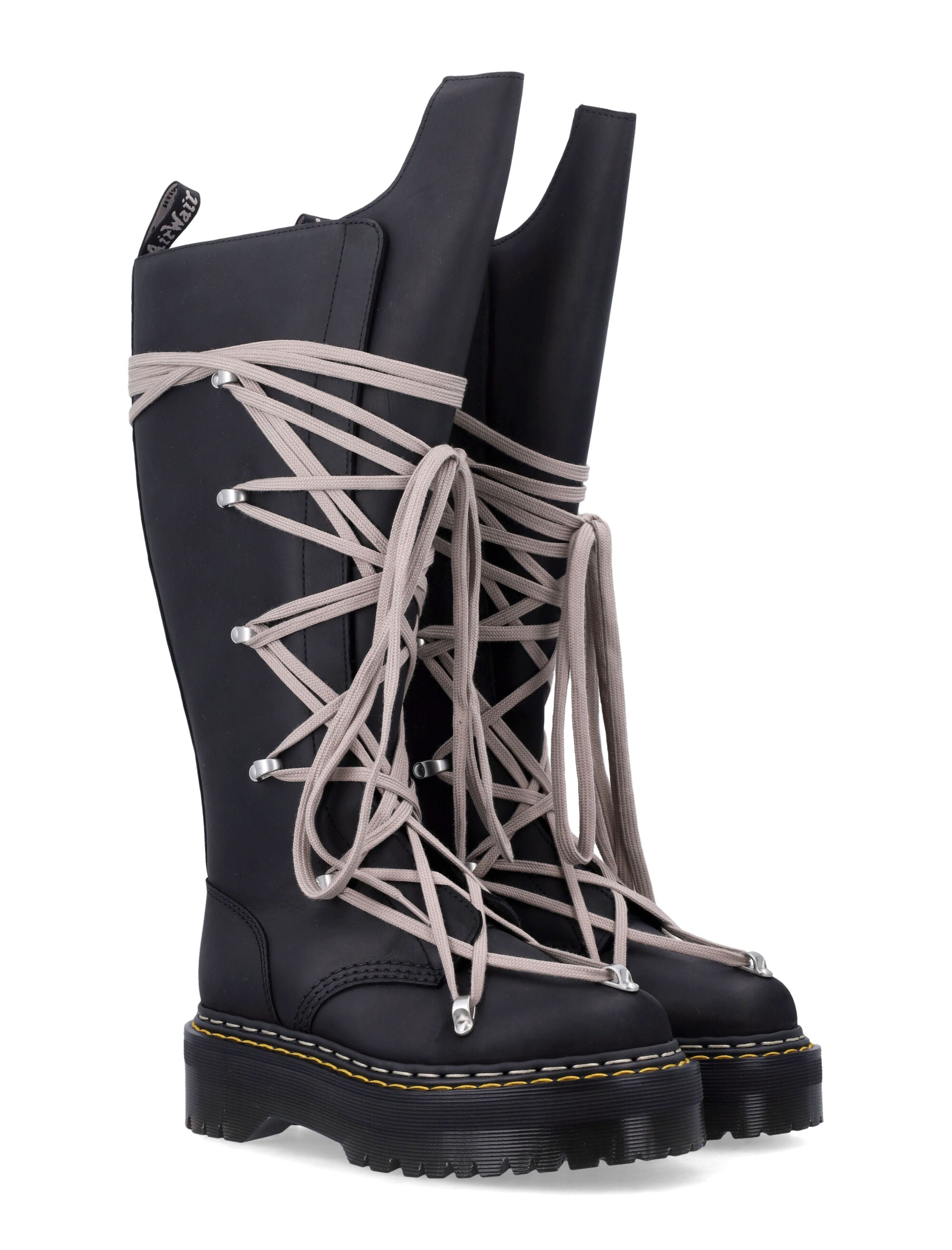 RICK OWENS X DR MARTENS Women's Pentalace® Boots with Bold Silhouette and Wrap-Around Lacing