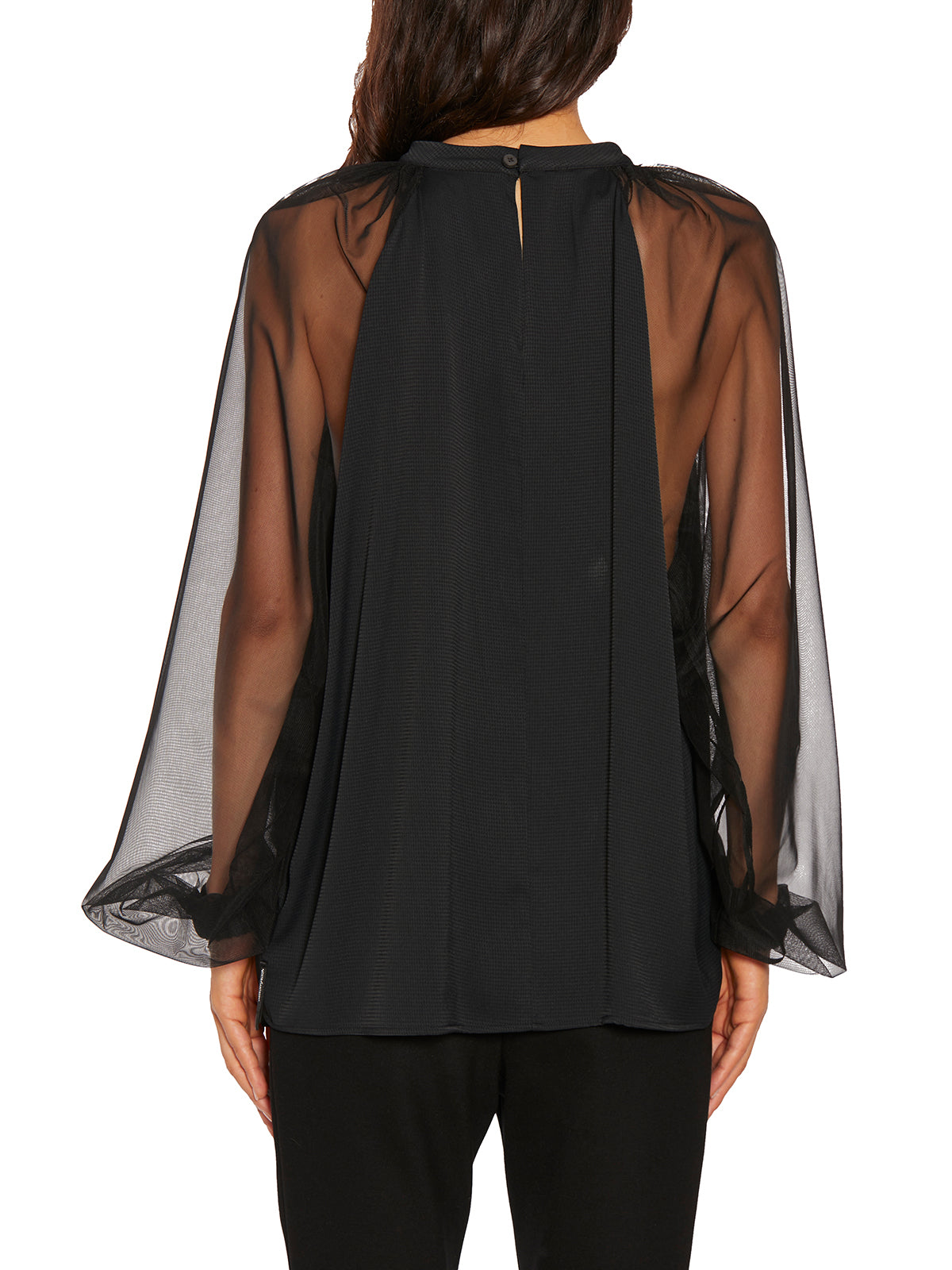 NOSTRASANTISSIMA Silk and Tulle Raglan Shirt (Size 38)