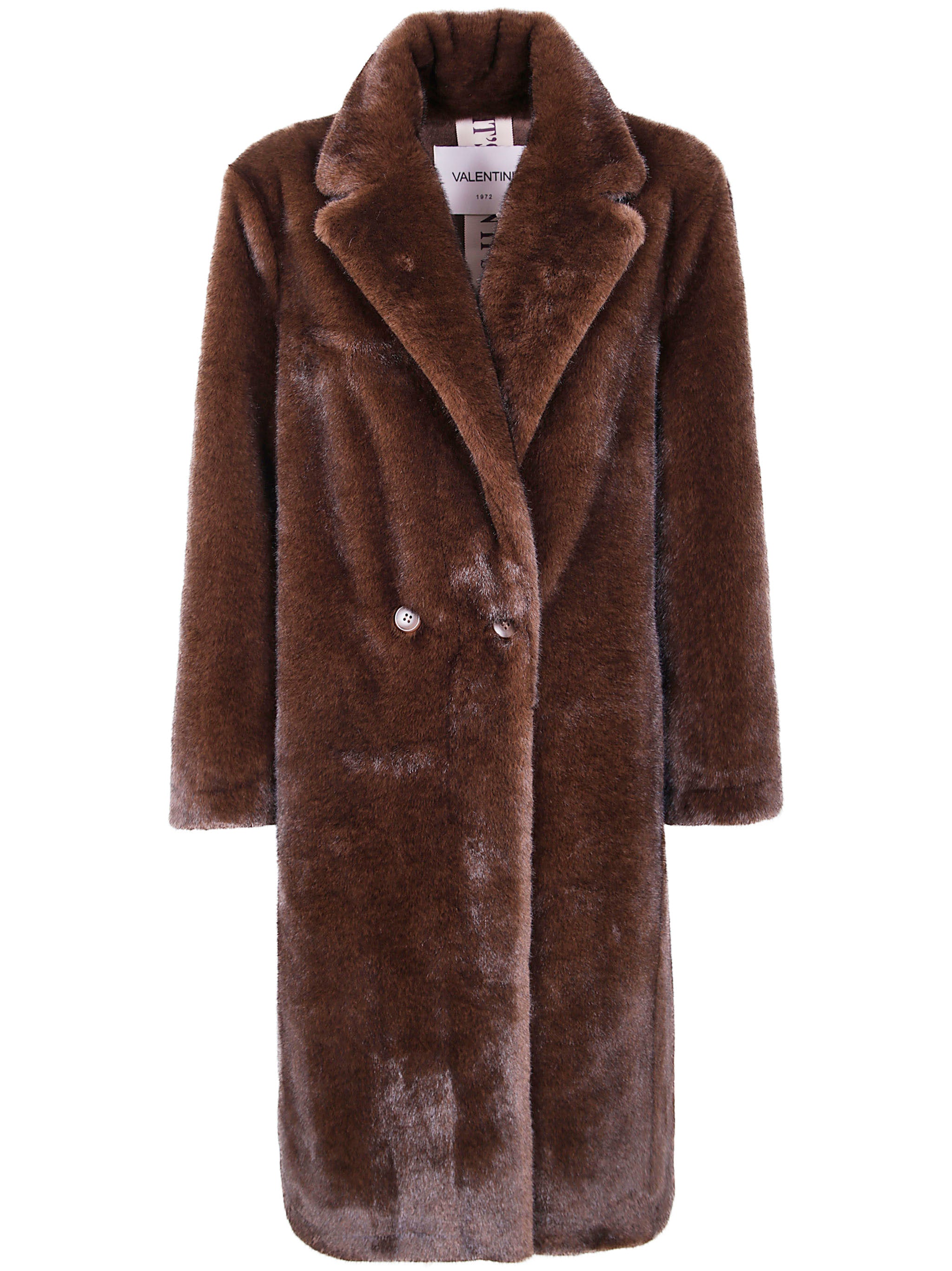 VALENTINI 1972 Eco Mink Midi Single Breasted Faux Fur Coat