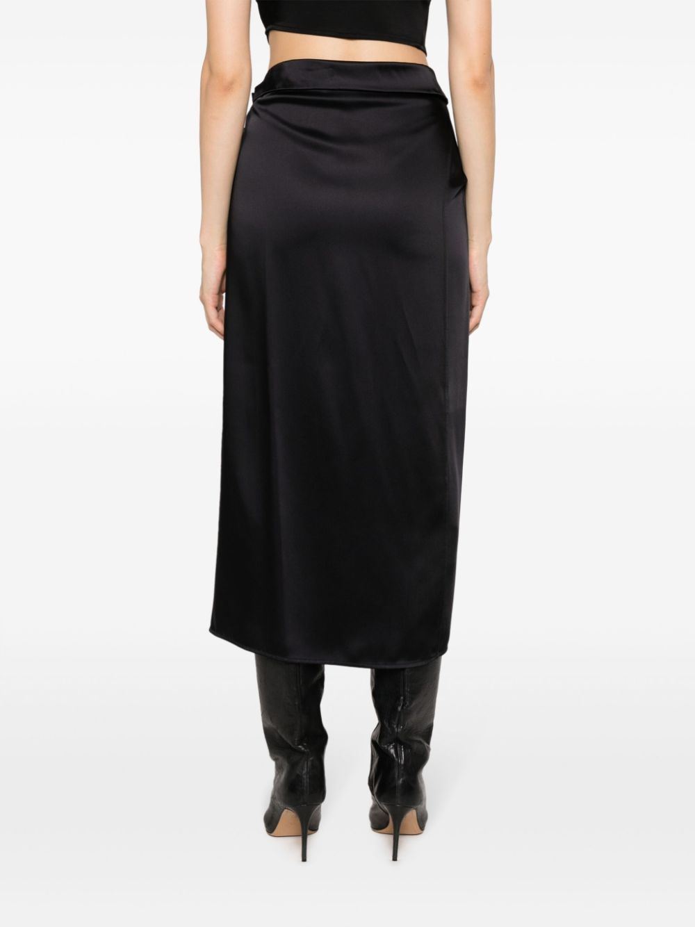 ERIKA CAVALLINI High-Waisted Draped Satin Wrap Skirt