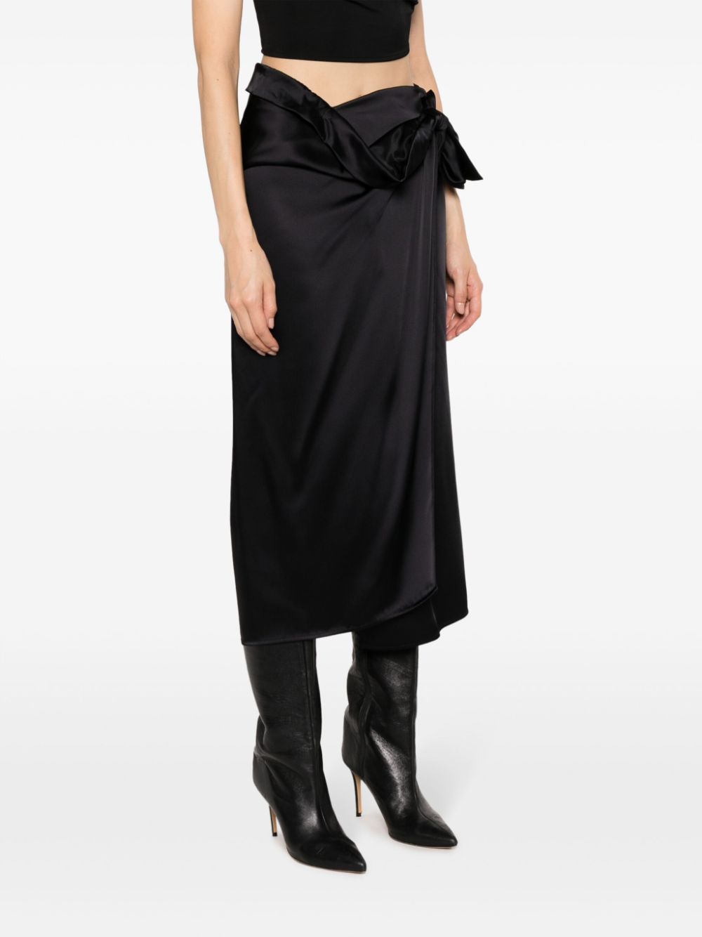 ERIKA CAVALLINI High-Waisted Draped Satin Wrap Skirt