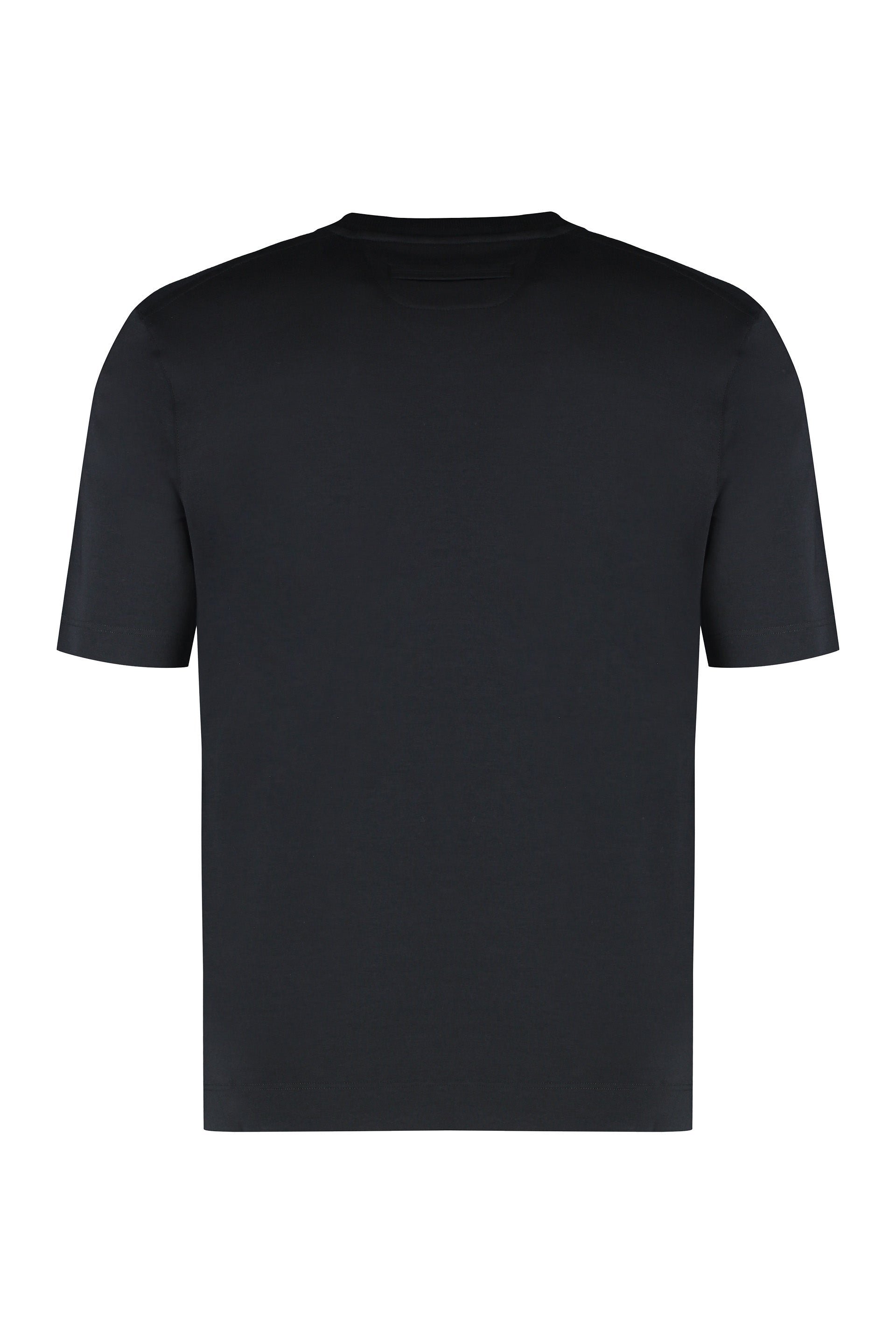 ZEGNA Silk and Cotton T-Shirt with Ribbed Collar