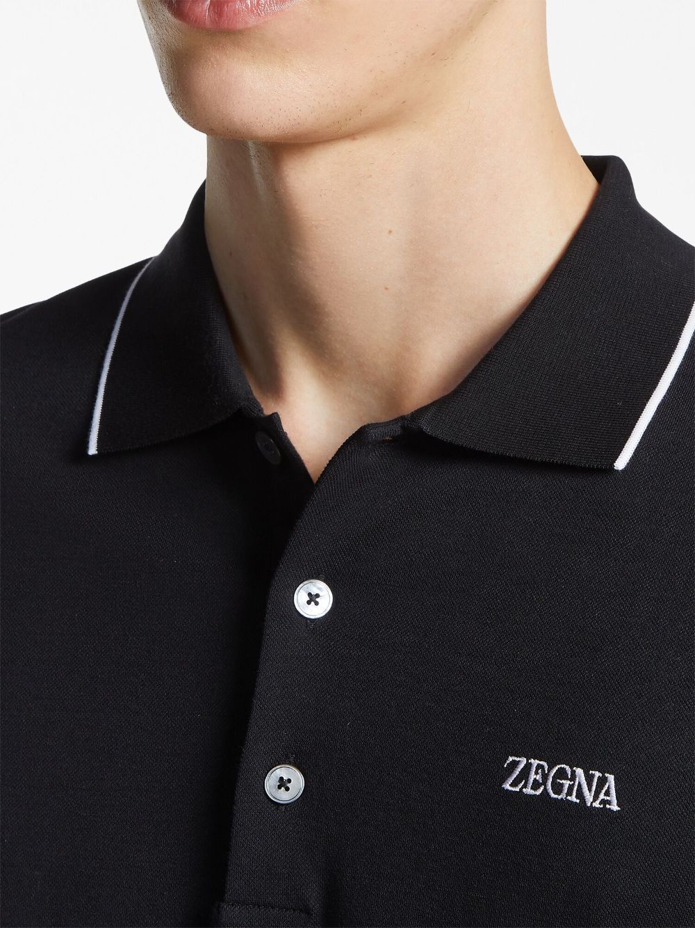 ZEGNA Men's Logo Knit Polo Shirt (Size 48)