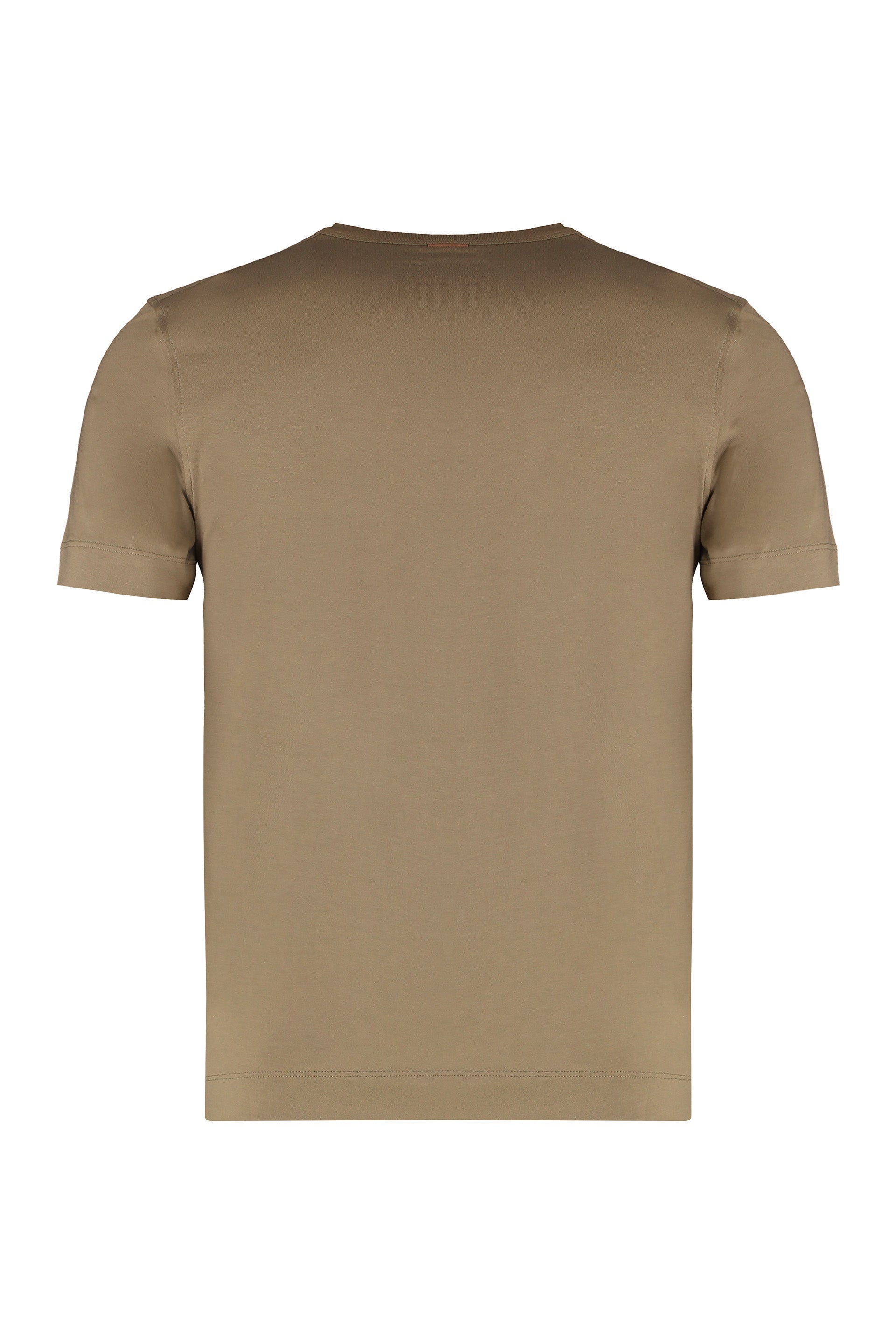 ZEGNA Men's Cotton Crew-Neck T-Shirt with Ribbed Collar and Side Slits