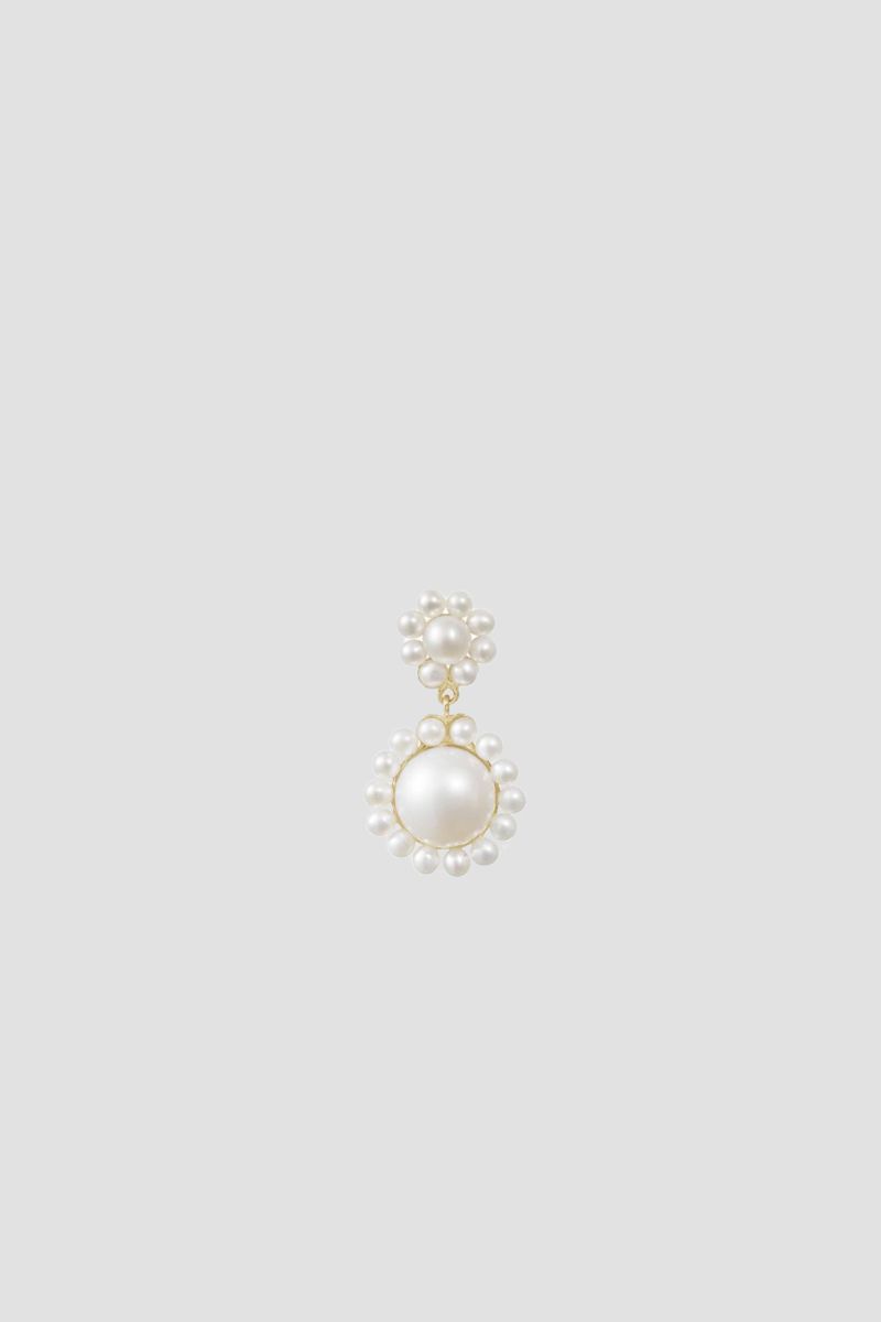 SOPHIE BILLE BRAHE Mini Freshwater Pearl Earrings with 14K Yellow Gold