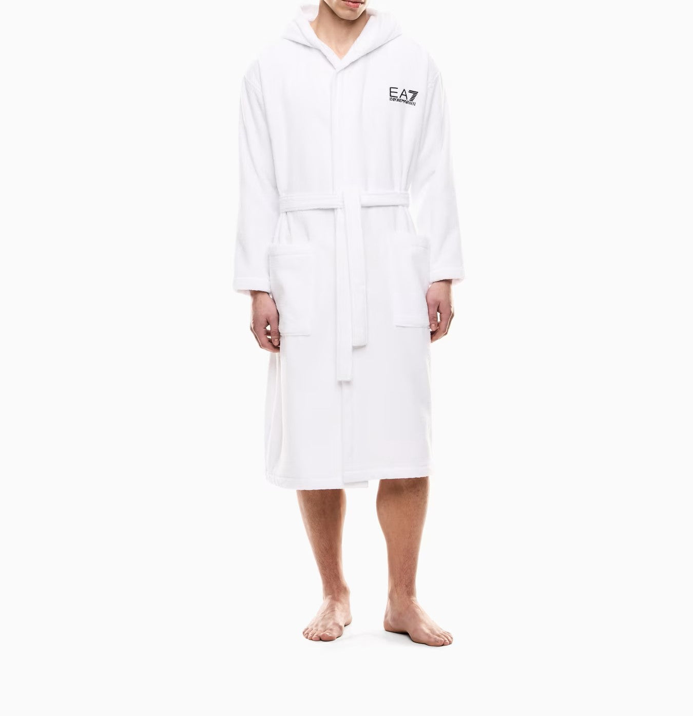 EA7 EMPORIO ARMANI Men's Hooded Bathrobe with Waist Belt