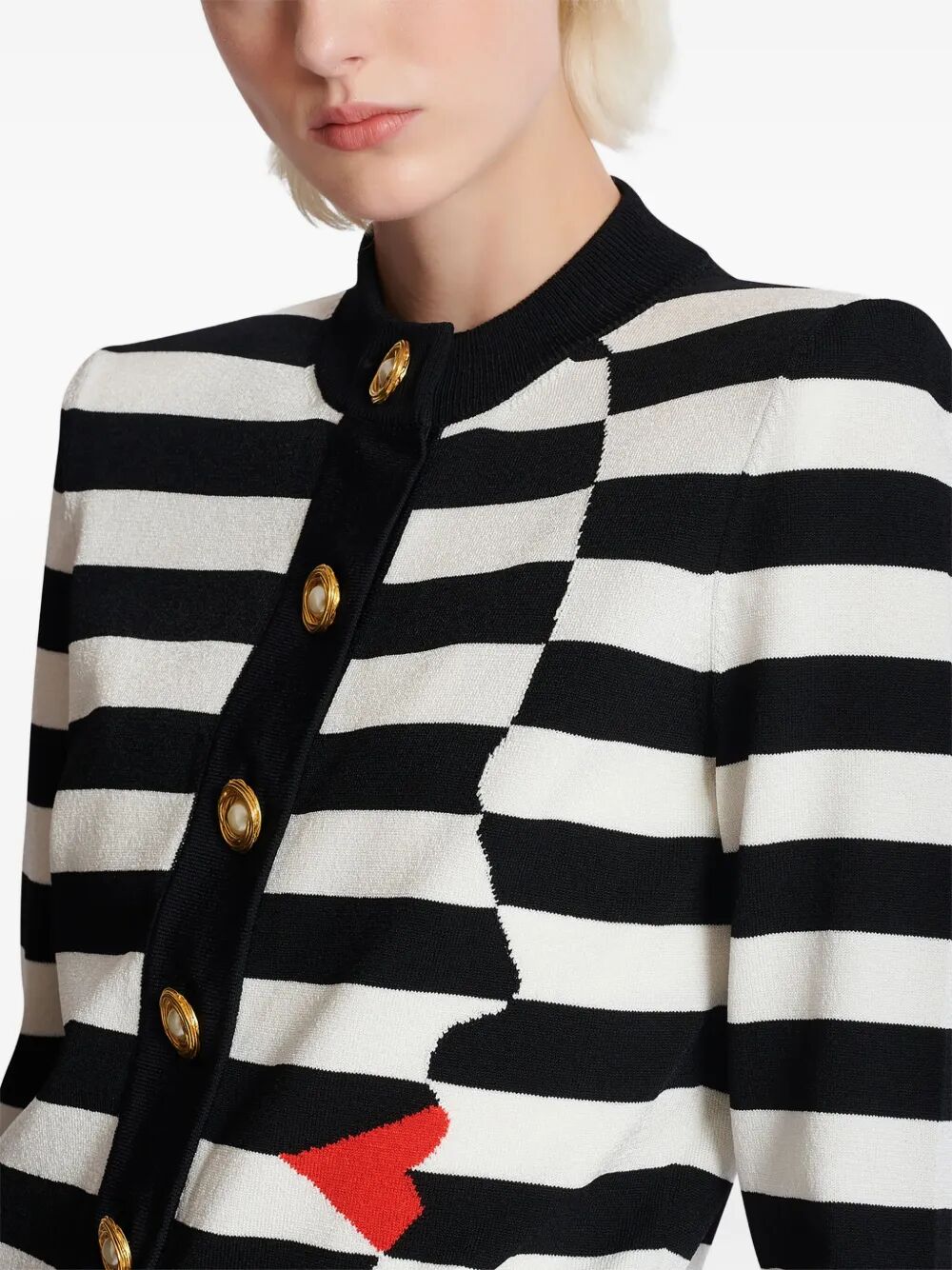 BALMAIN Buttoned Face Mariniere Knit Cardigan