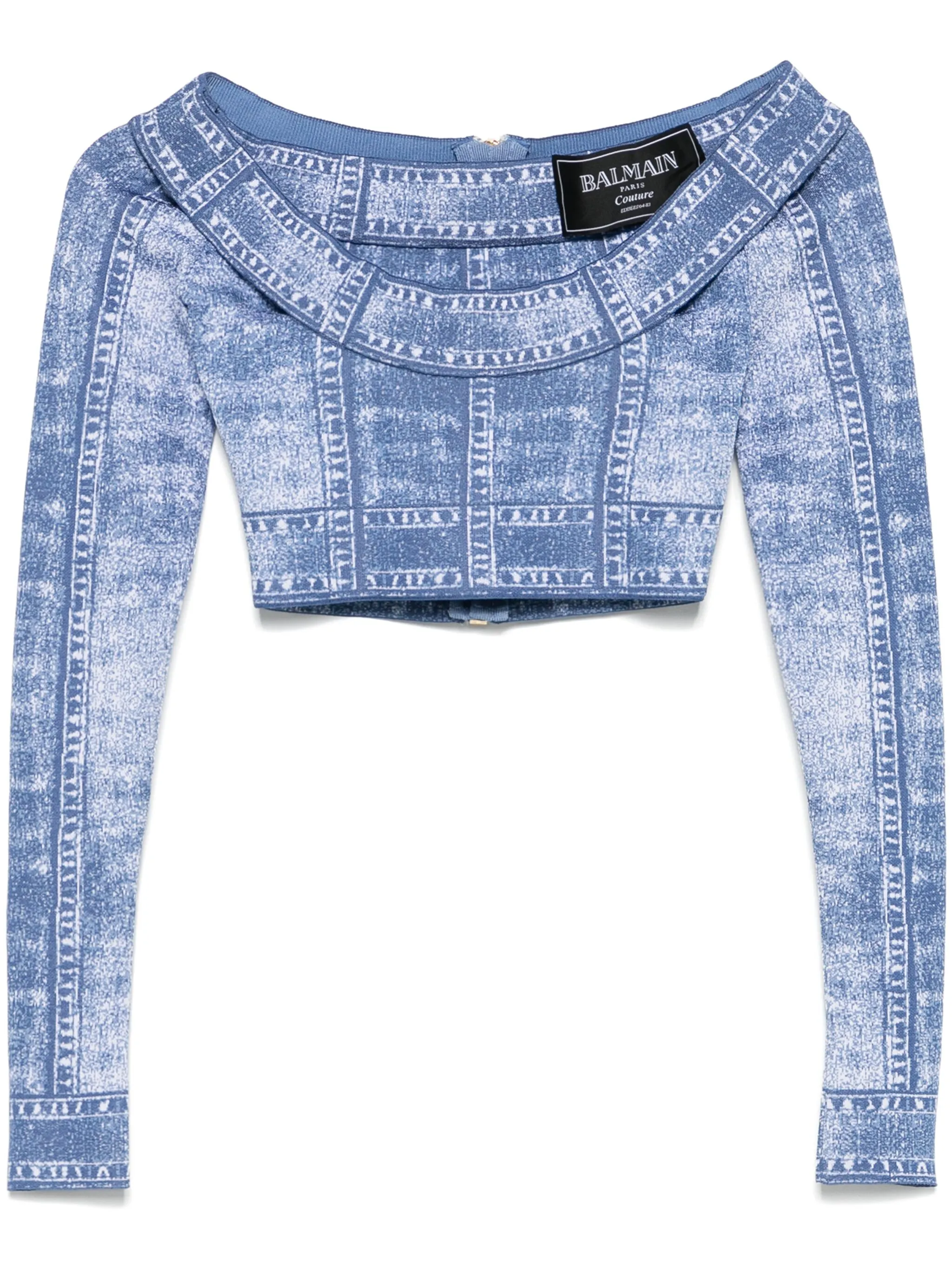 BALMAIN Denim Effect Long-Sleeved Top