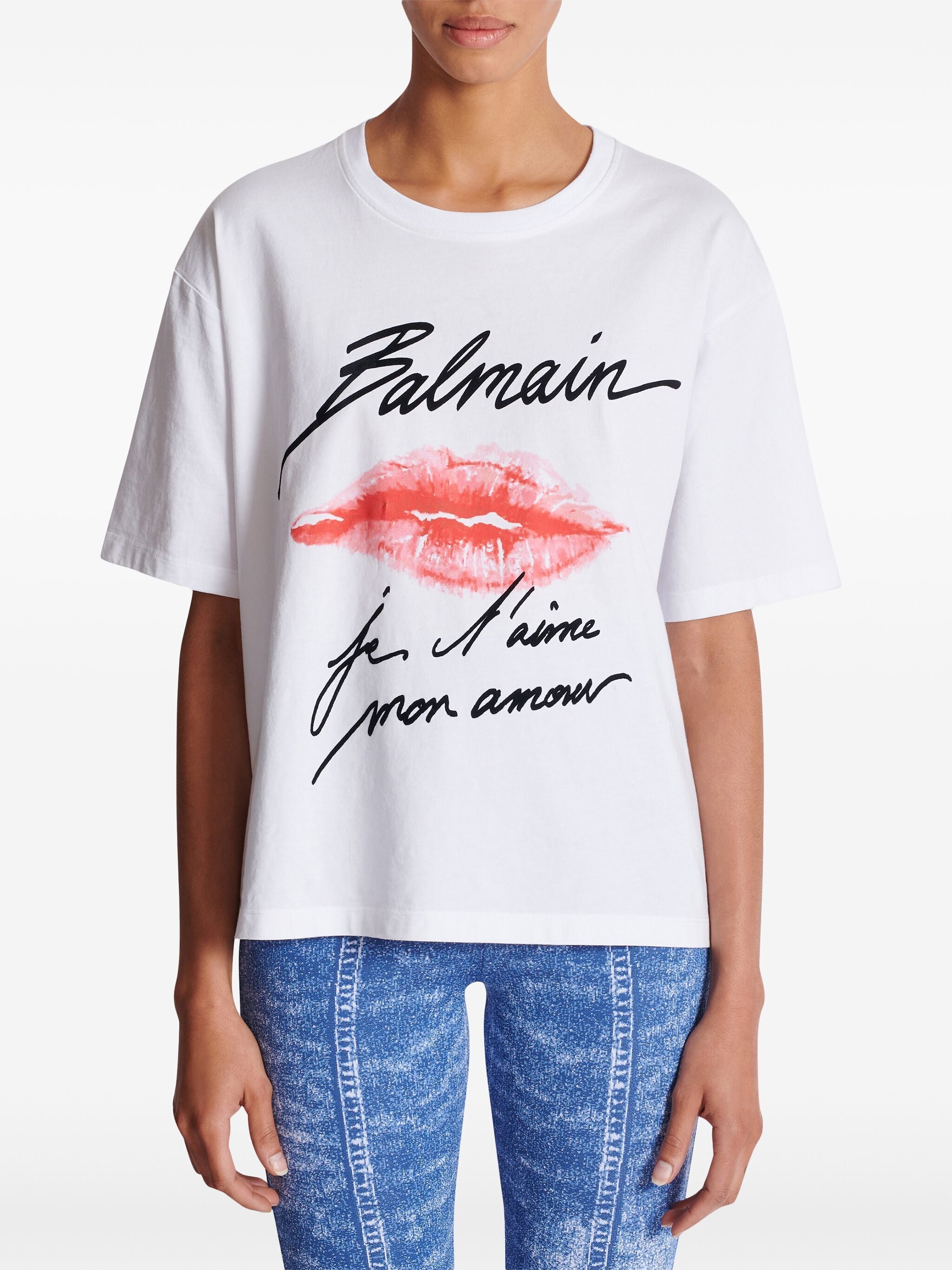 BALMAIN Kiss Print T-Shirt - Size S