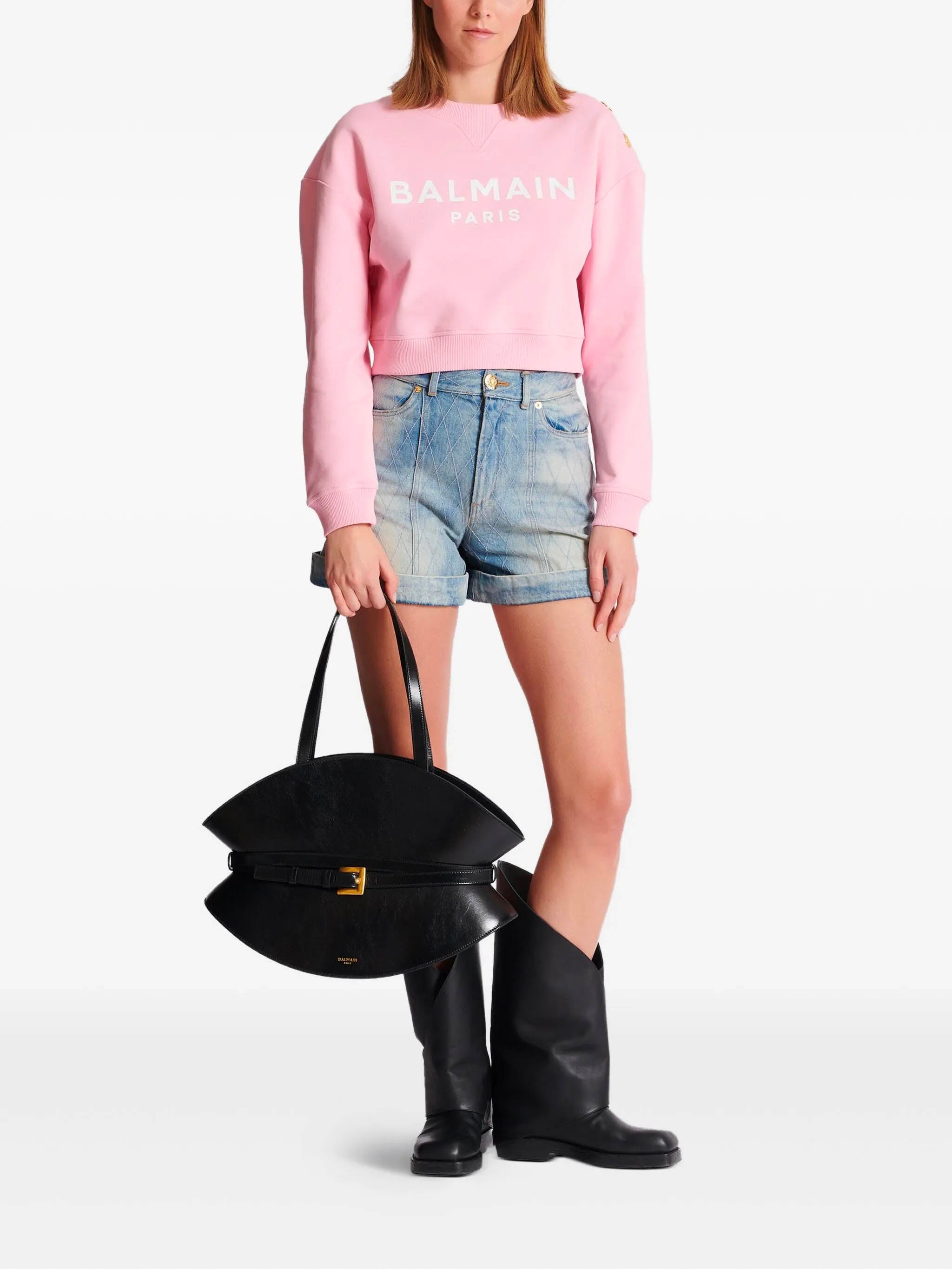 BALMAIN Embellished Shoulder Sweatshirt - Size S