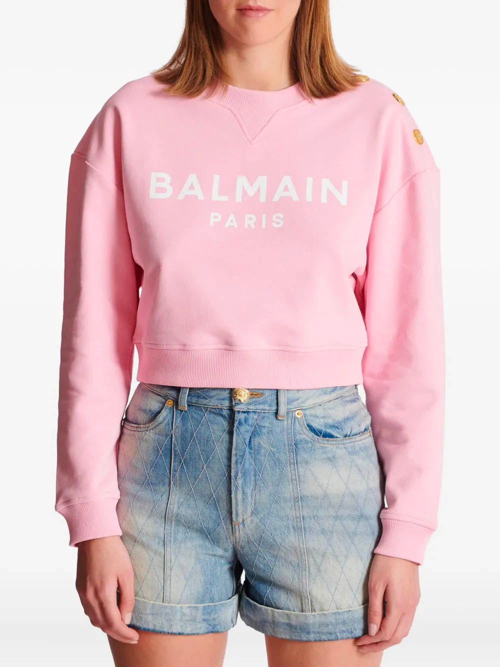 BALMAIN Embellished Shoulder Sweatshirt - Size S
