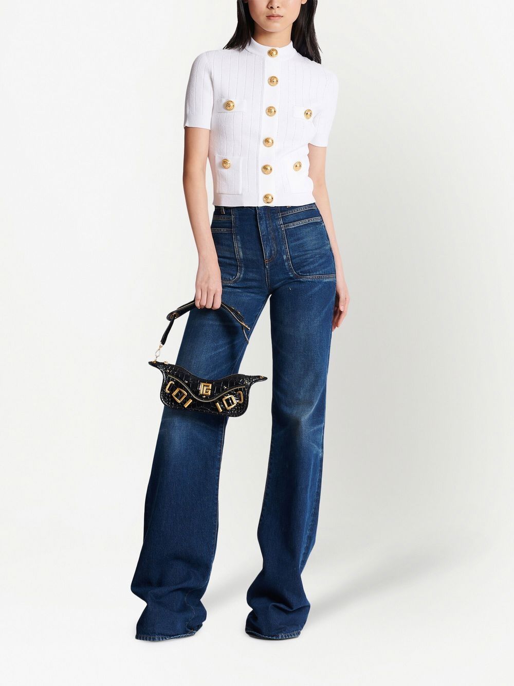 BALMAIN Buttoned Crewneck Mini Cardigan