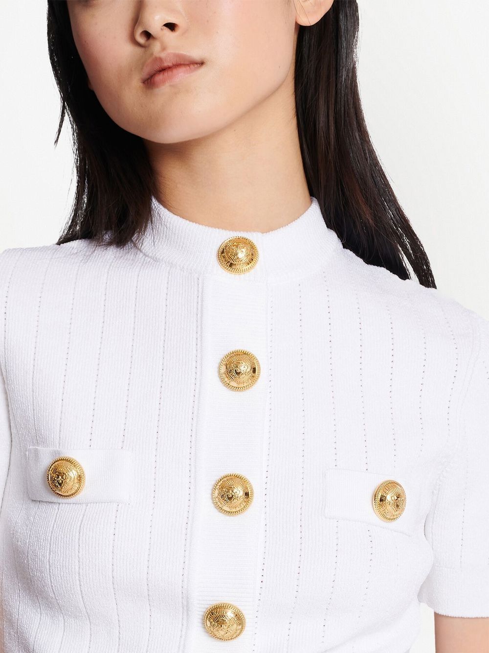 BALMAIN Buttoned Crewneck Mini Cardigan