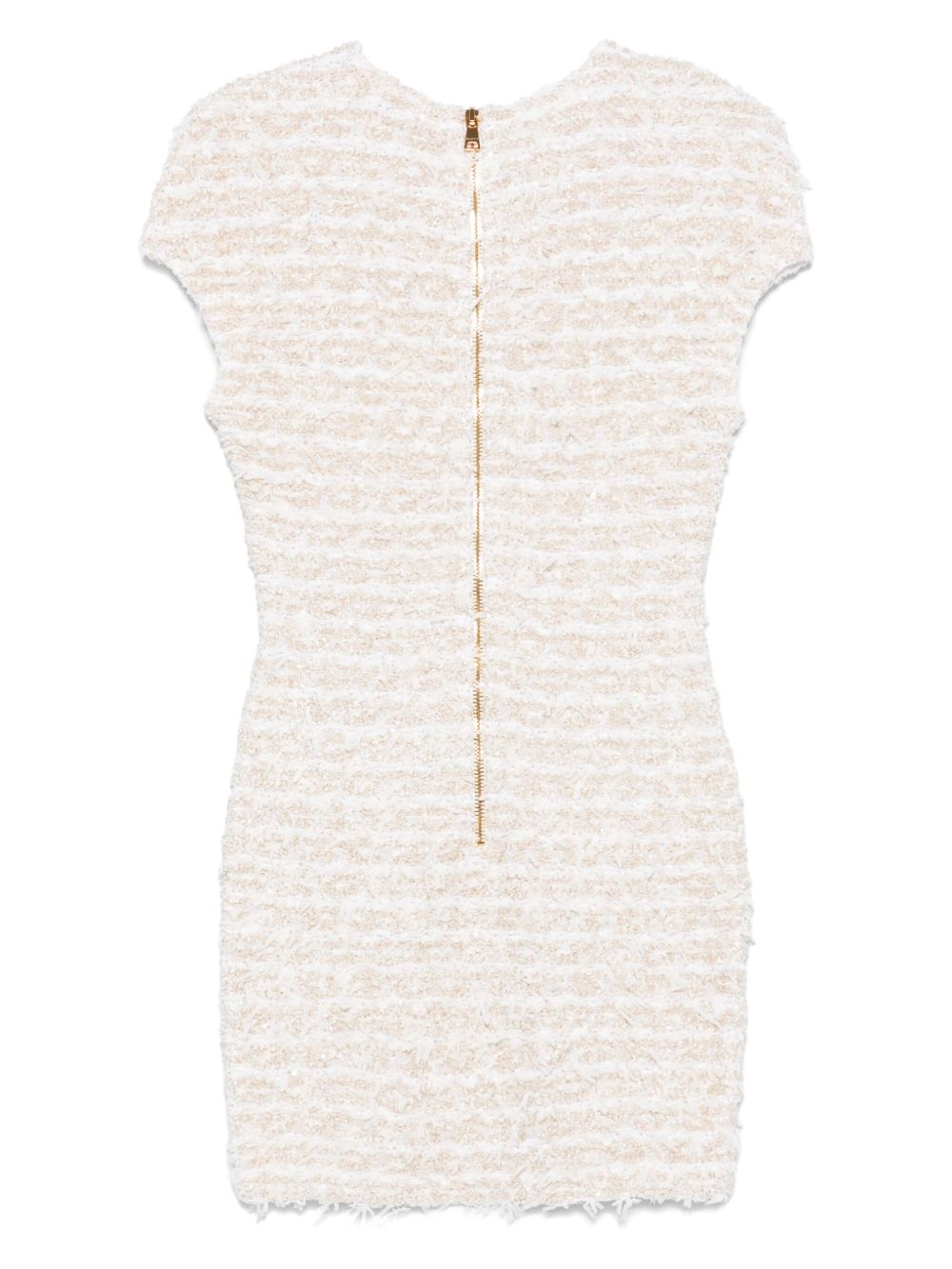 BALMAIN Chic Tweed Mini Dress with Exposed Back Zipper
