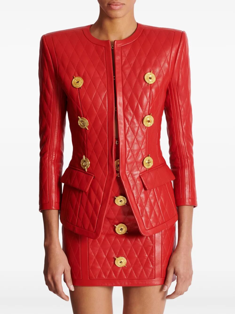 BALMAIN Lambskin Quilted Jacket with 2 Pockets - Women's