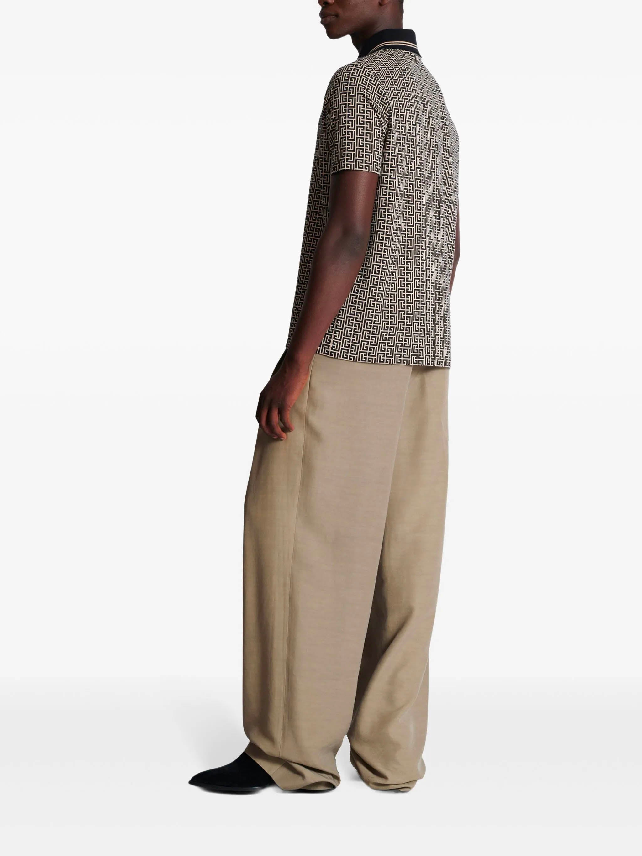 BALMAIN Labyrinth Jacquard Polo Shirt - Size M