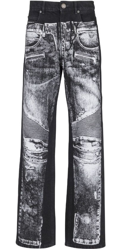 BALMAIN Men's Distressed Cotton Jeans