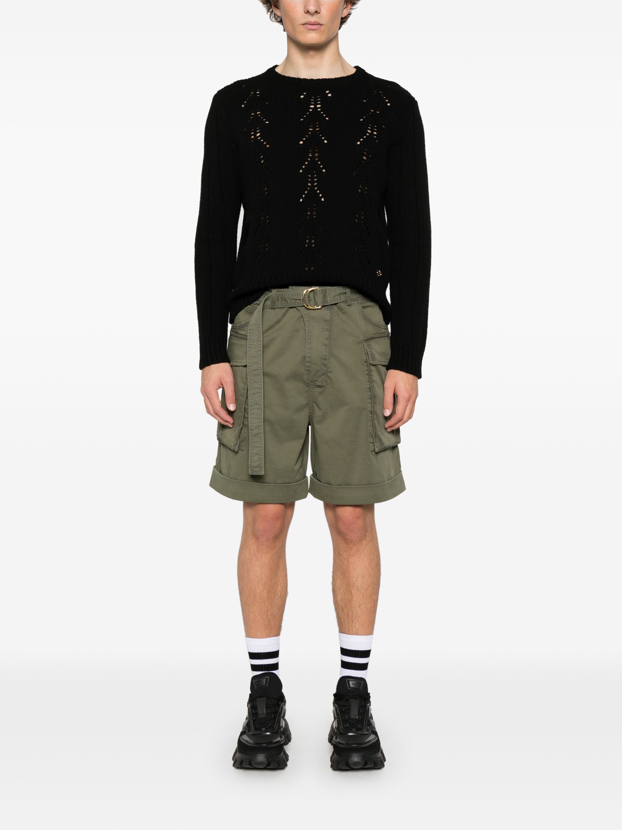 BALMAIN Men's Cargo Shorts with Adjustable Waist and Utility Pockets