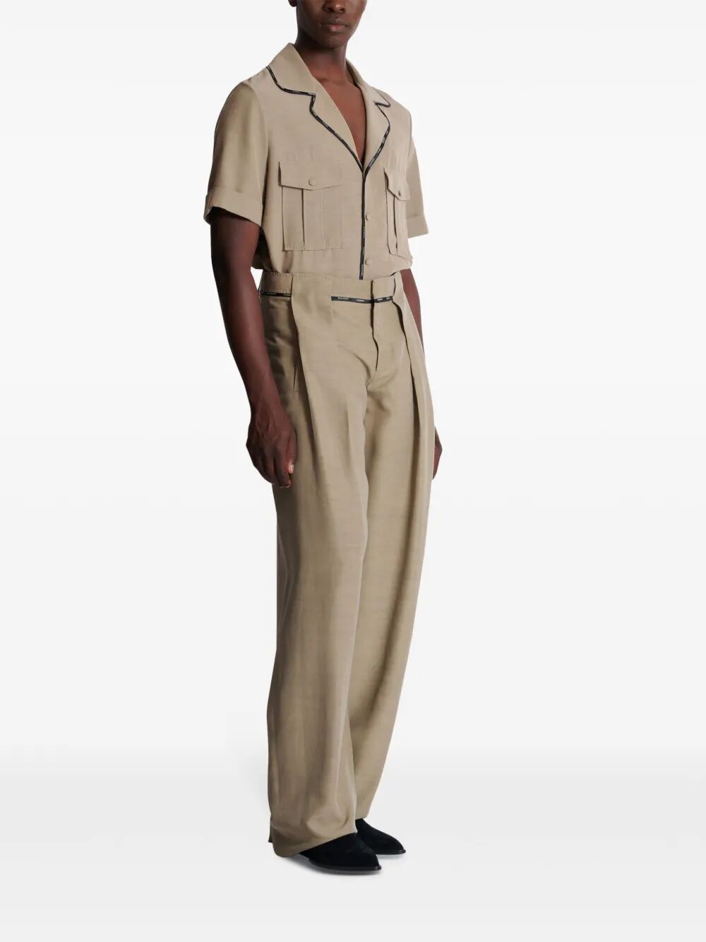 BALMAIN Pleated Cupro Pants for Men - SS25 Collection