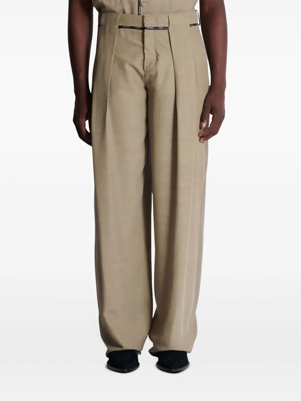 BALMAIN Pleated Cupro Pants for Men - SS25 Collection