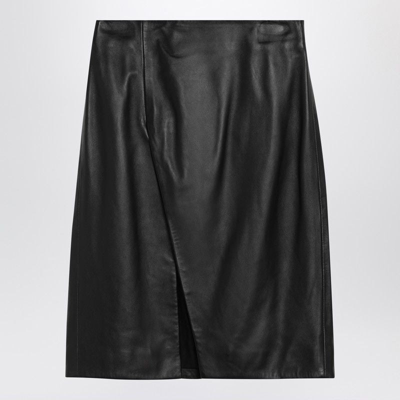 LOULOU STUDIO Luxurious Leather Mini Skirt with Front Slit
