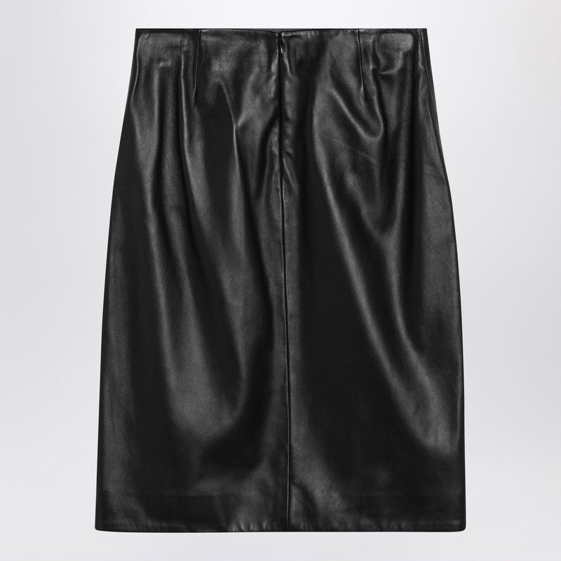 LOULOU STUDIO Luxurious Leather Mini Skirt with Front Slit