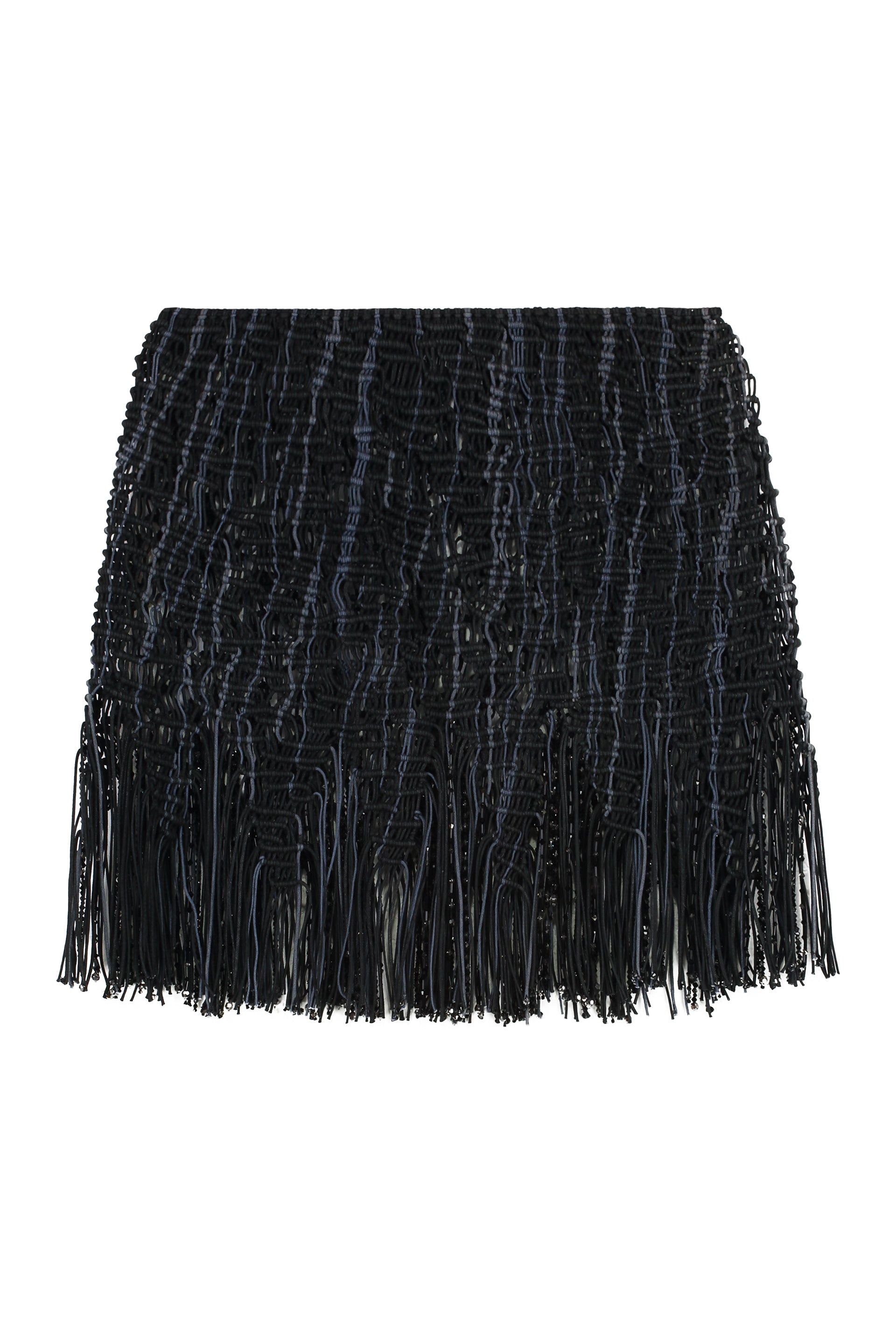 ROBERTA EINER Fringe Hem Knit Mini Skirt