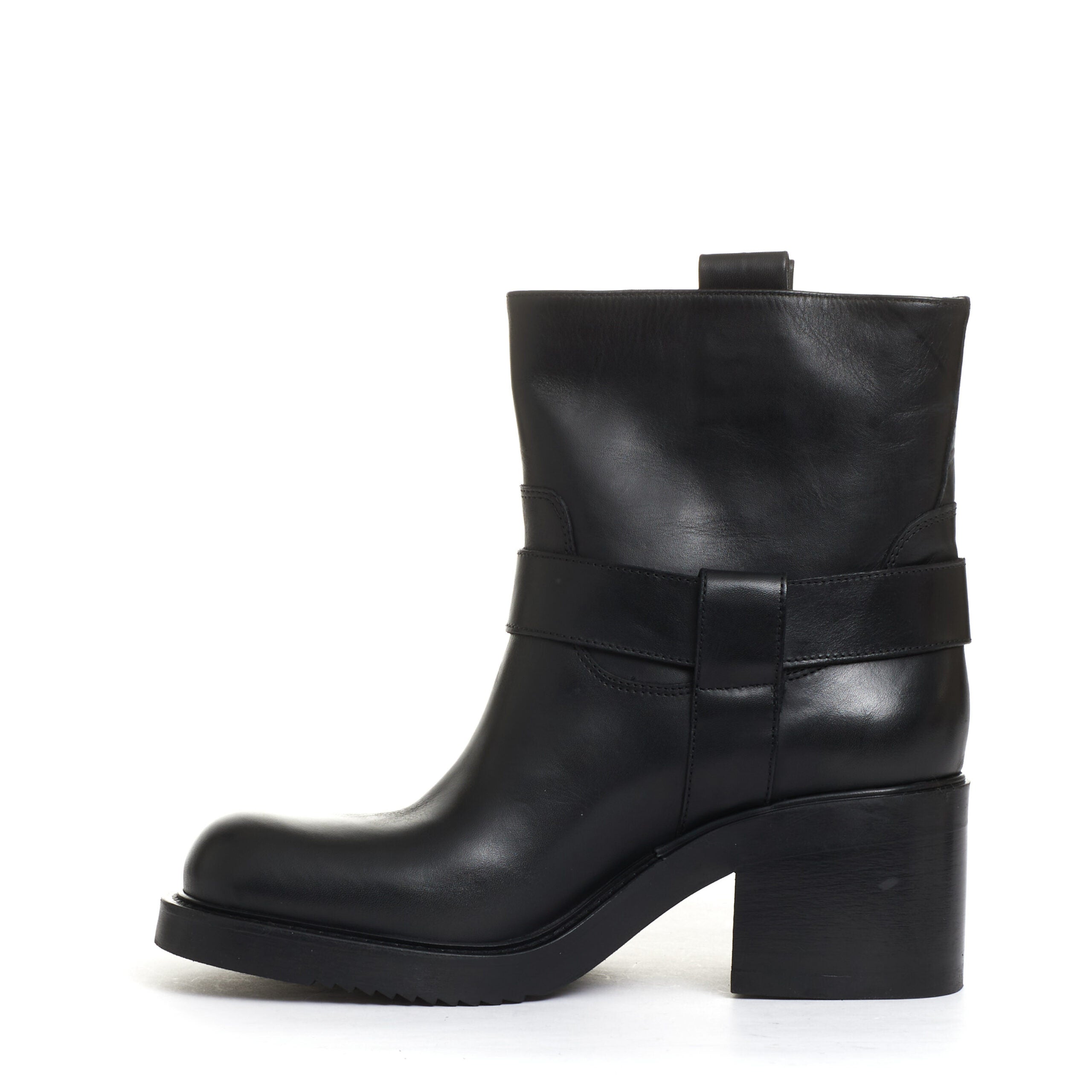 ELENA IACHI Biker Ankle Boots with Chic Buckle and Zipper, 60 mm Heel