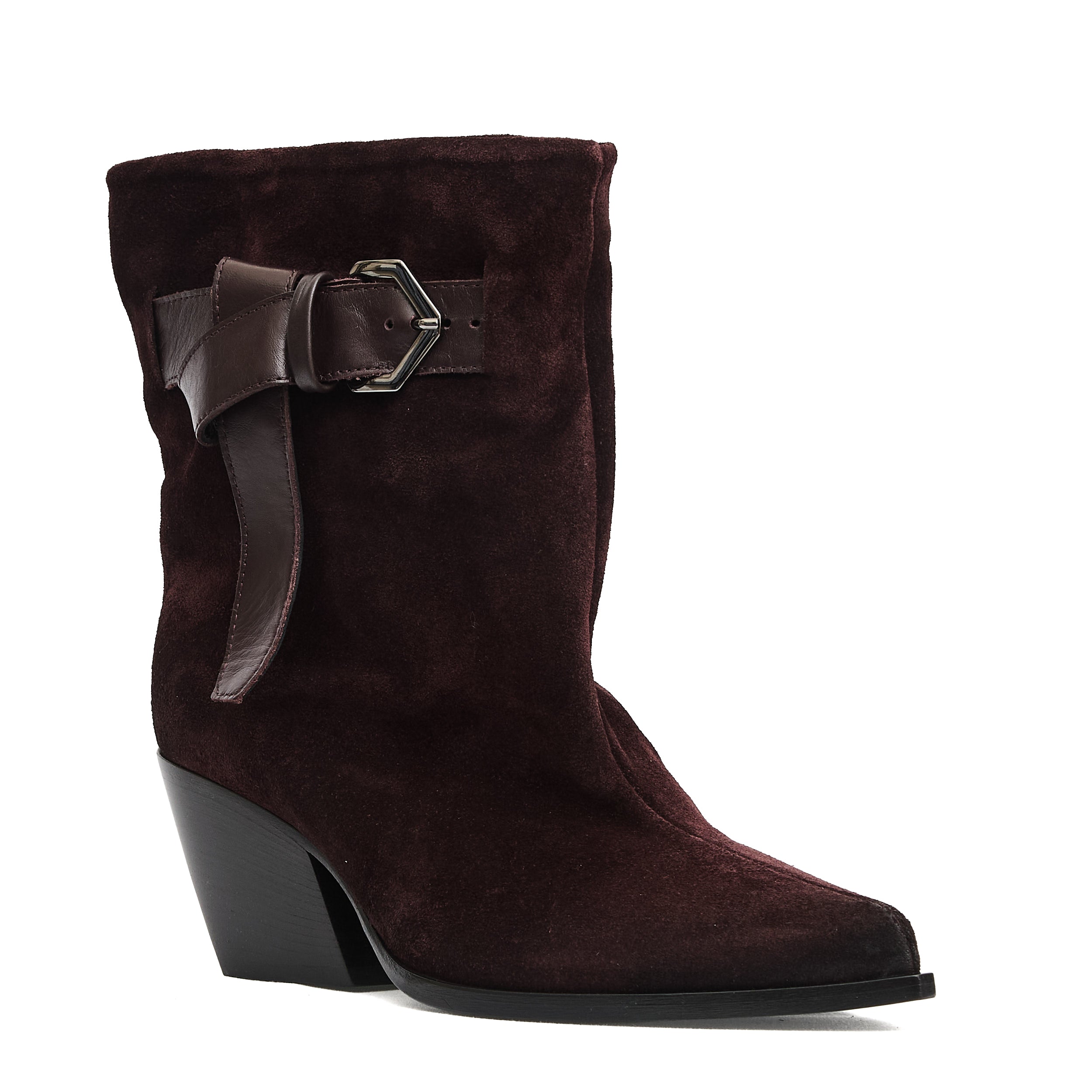 ELENA IACHI Suede Ankle Boots with Buckle