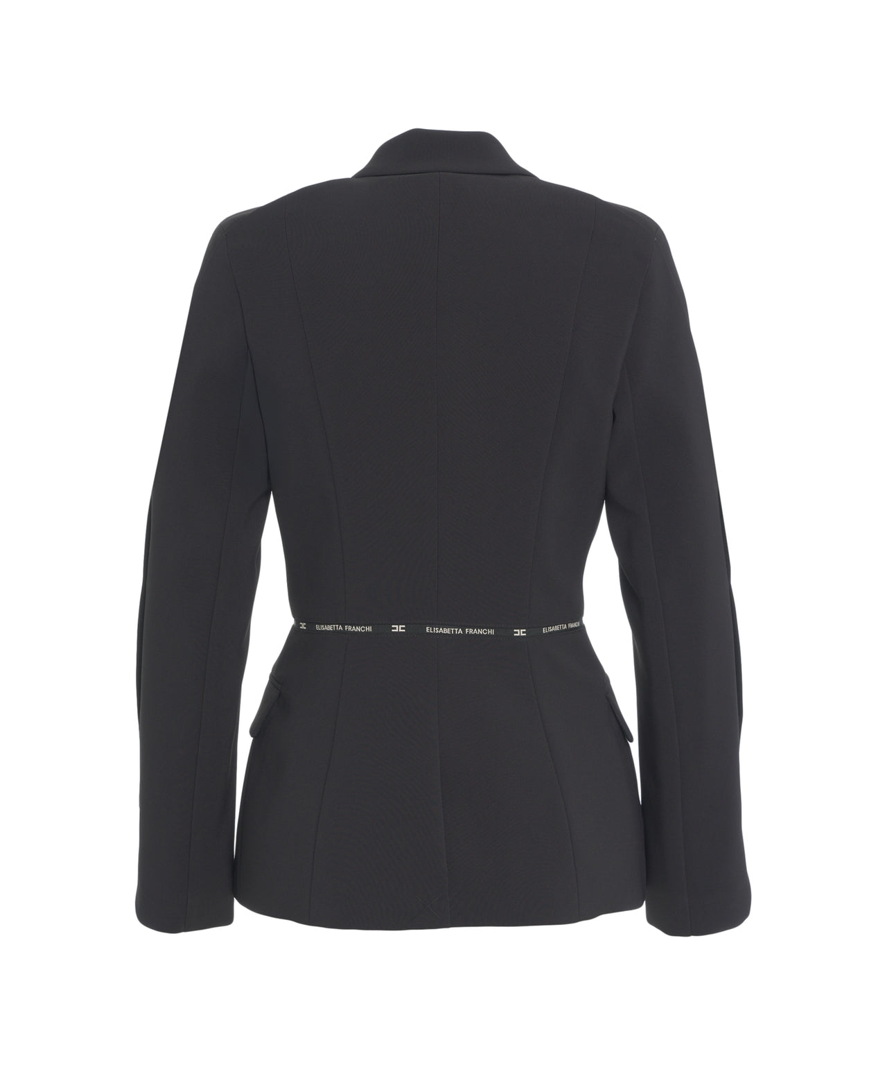 ELISABETTA FRANCHI Tailored Crepe Blazer with Logo Belt for Women