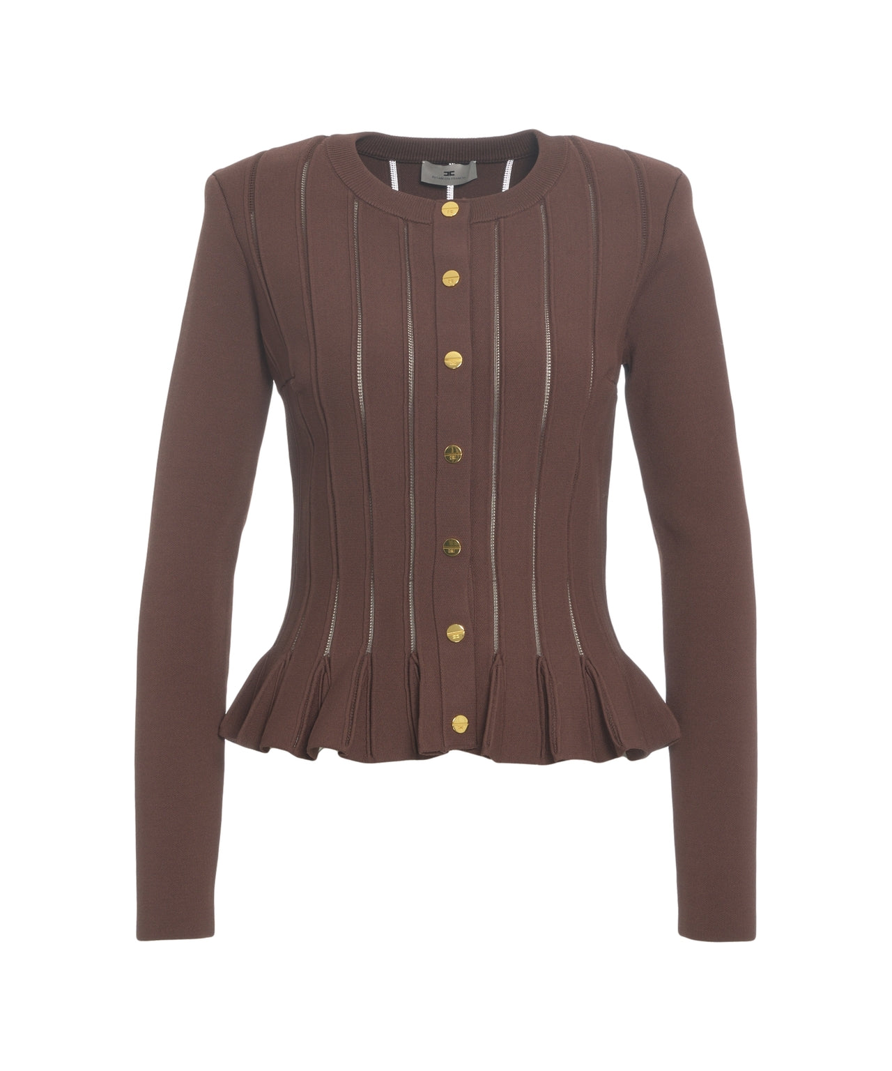 ELISABETTA FRANCHI Elegant Cardigan with Peplum Hem and Decorative Buttons