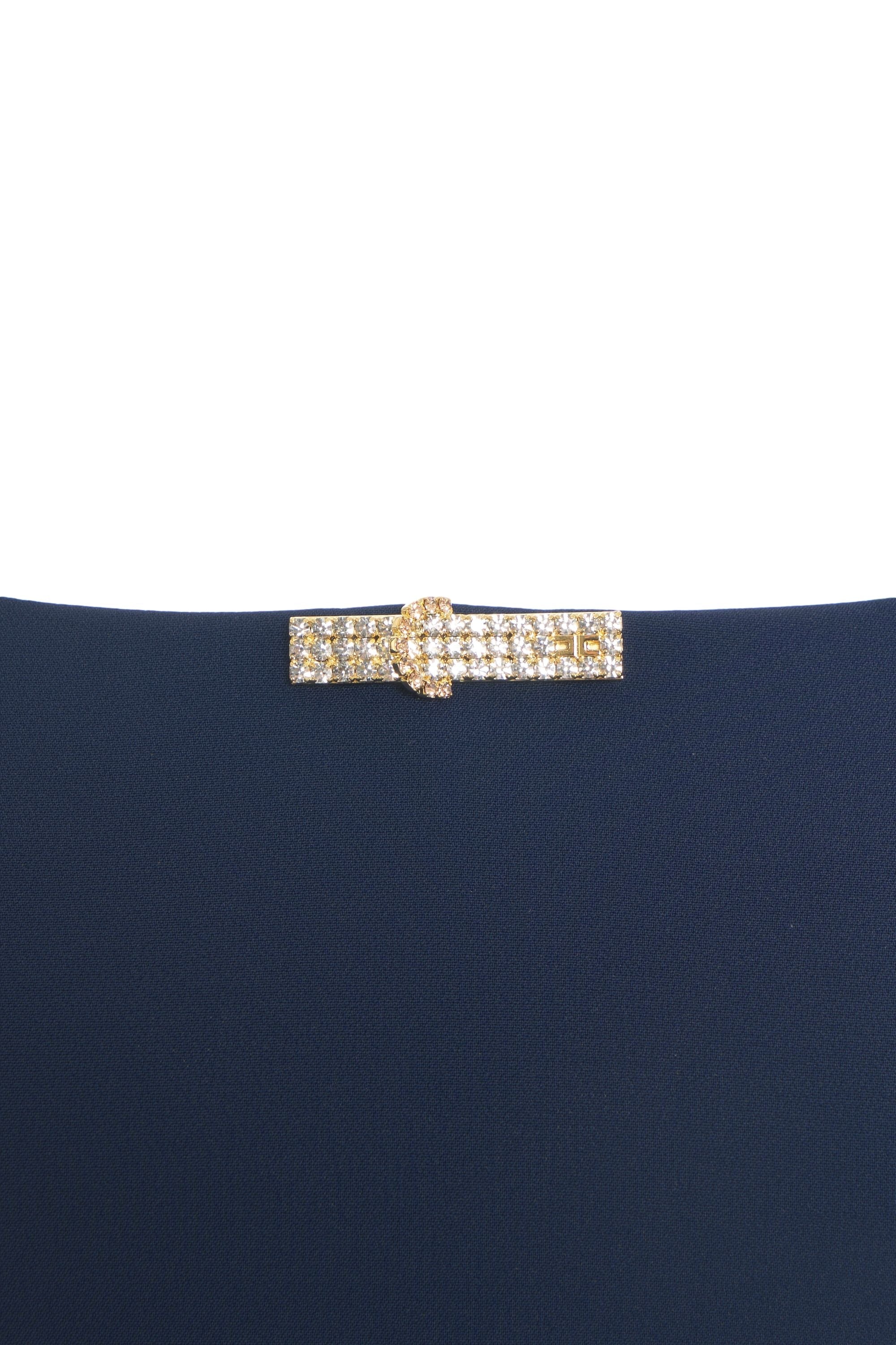 ELISABETTA FRANCHI Strapless Slim Fit Evening Dress with Rhinestone Appliqué - Size 42