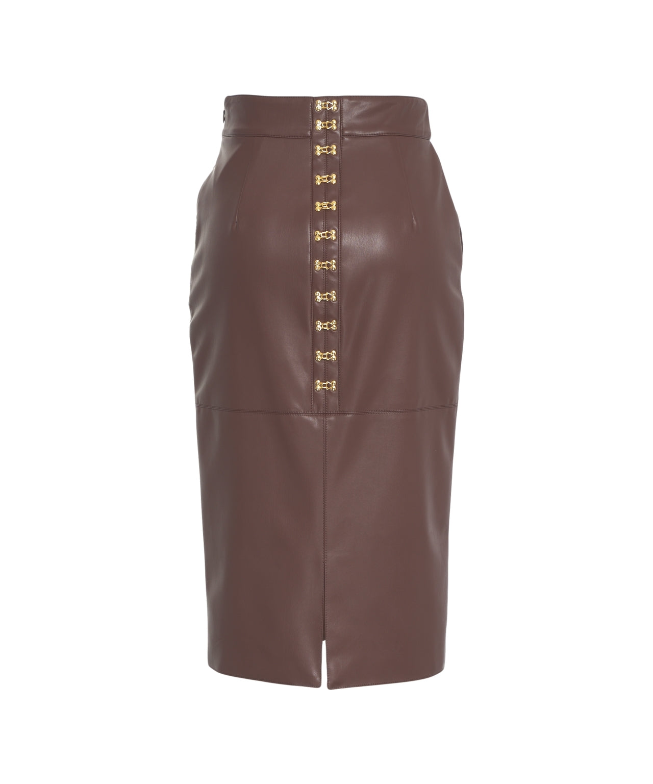 ELISABETTA FRANCHI Elegant Eco-Leather Pencil Skirt - Midi Fit