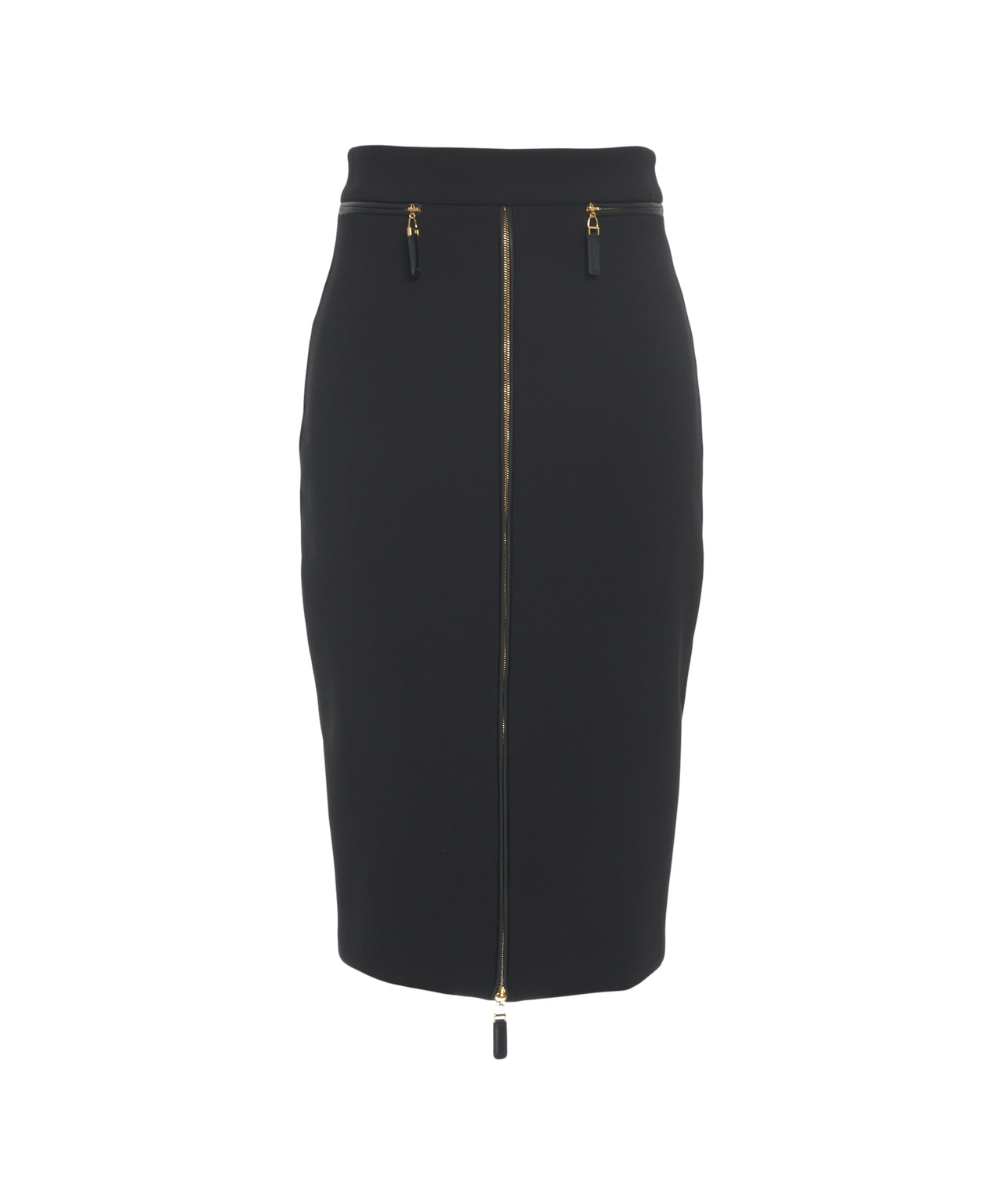 ELISABETTA FRANCHI Elegant Midi Skirt with Modern Zipper Details