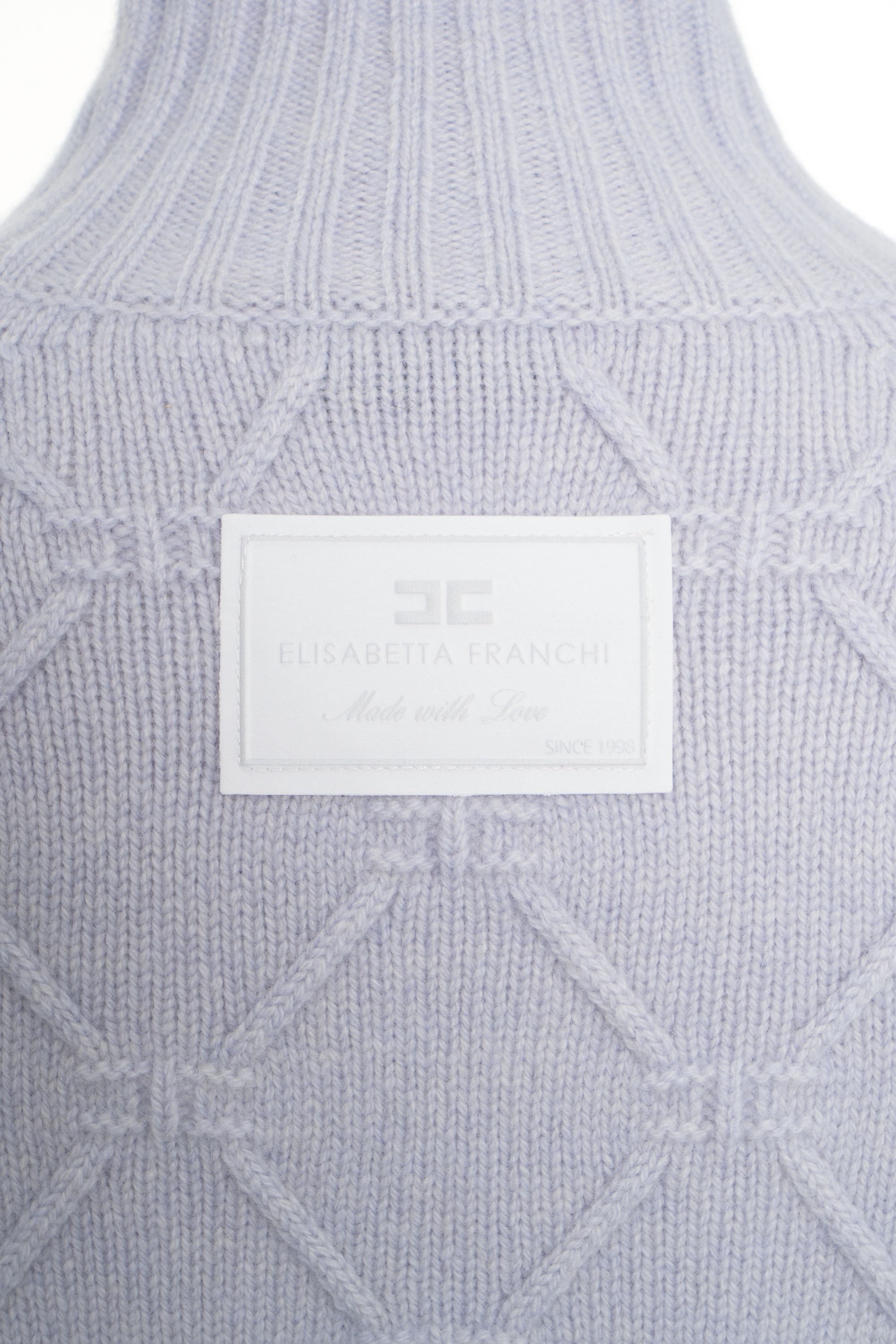 ELISABETTA FRANCHI Elegant High Collar Knit Sweater