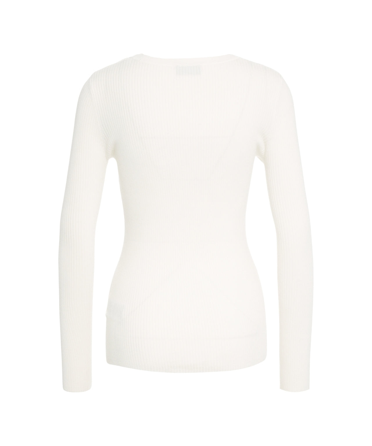 ELISABETTA FRANCHI Fitted Ribbed Knit Sweater with Gold Accents