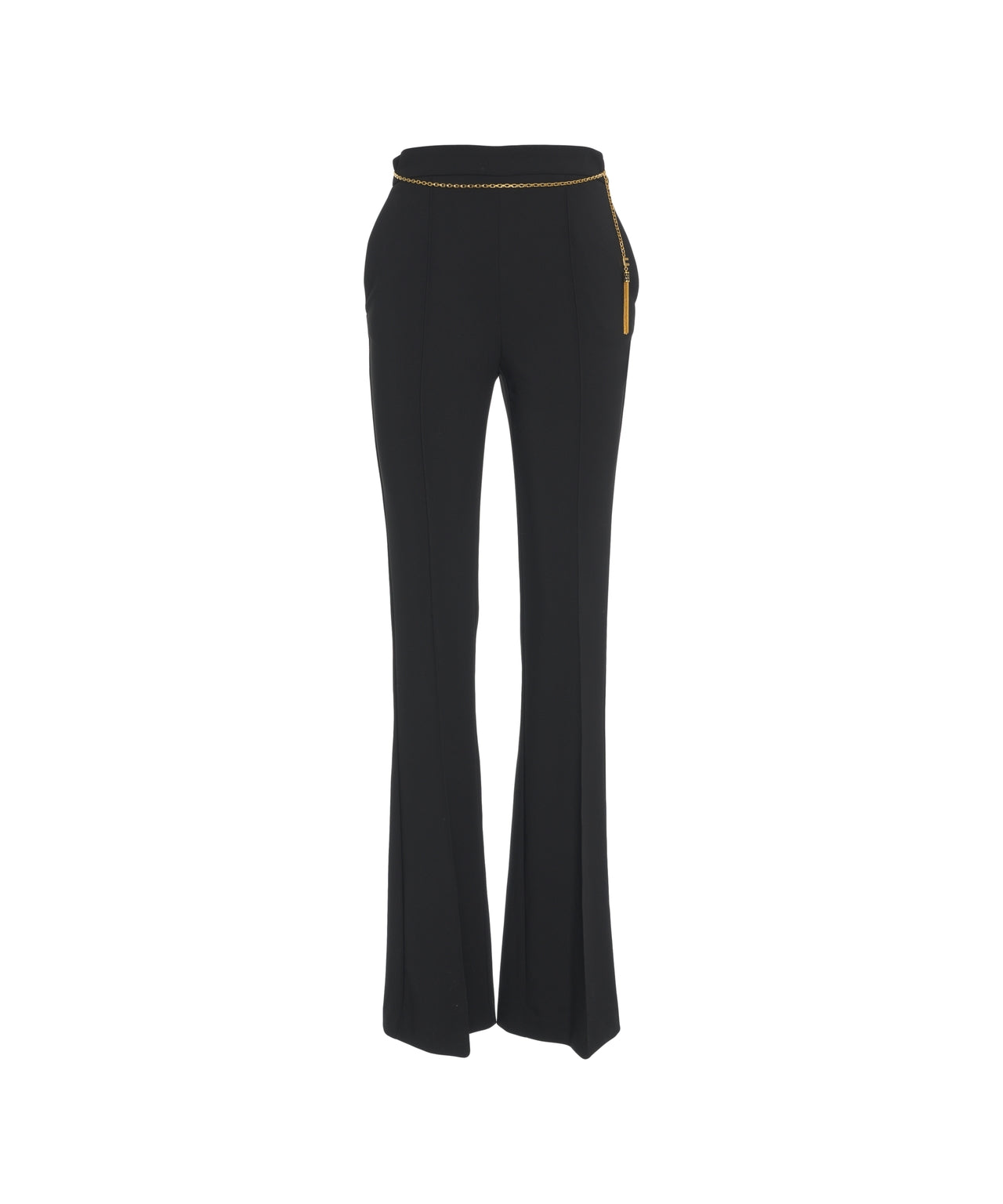 ELISABETTA FRANCHI High-Waisted Flared Trousers with Chain Detail