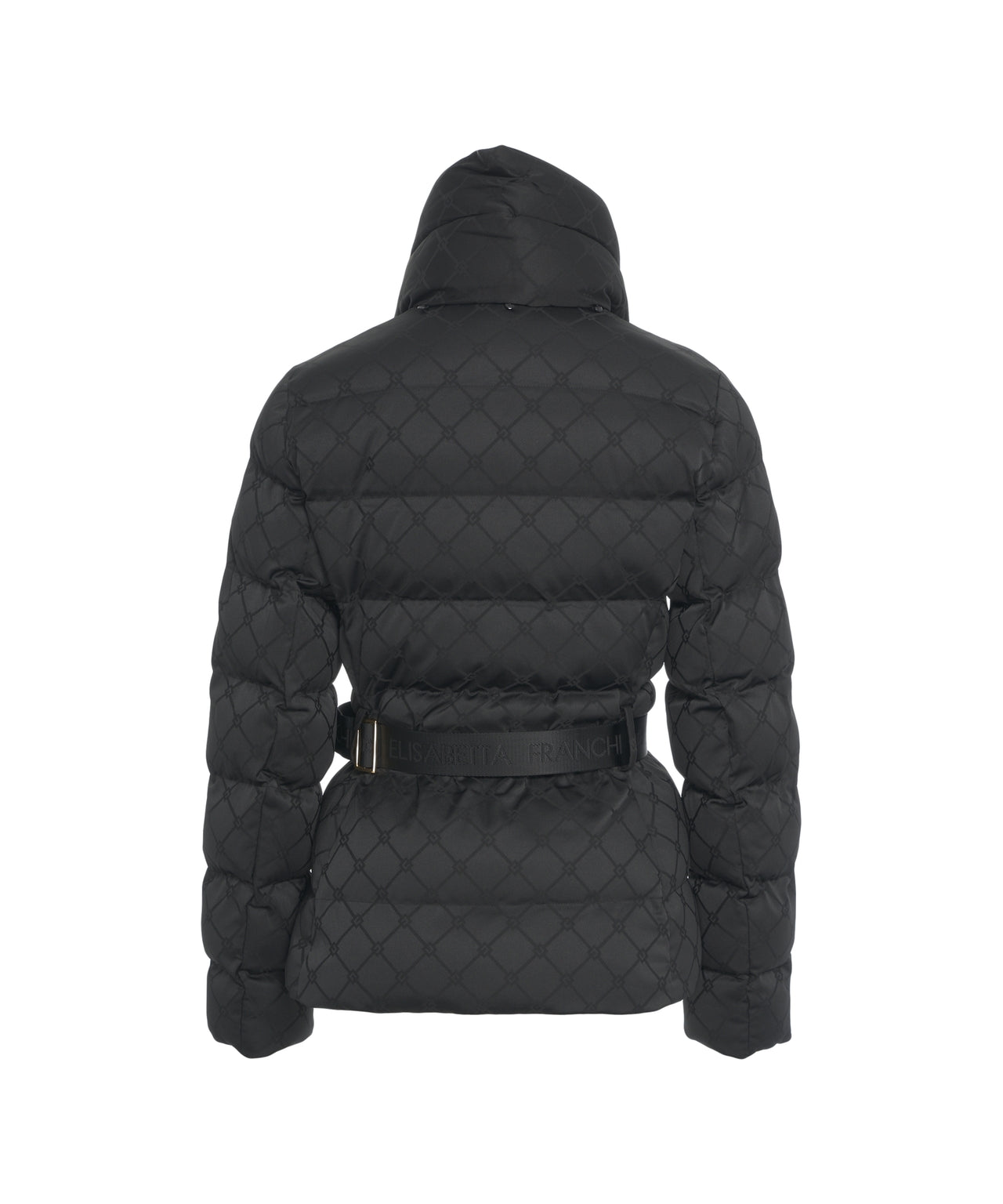 ELISABETTA FRANCHI Cropped Puffer Jacket with Belted Waist