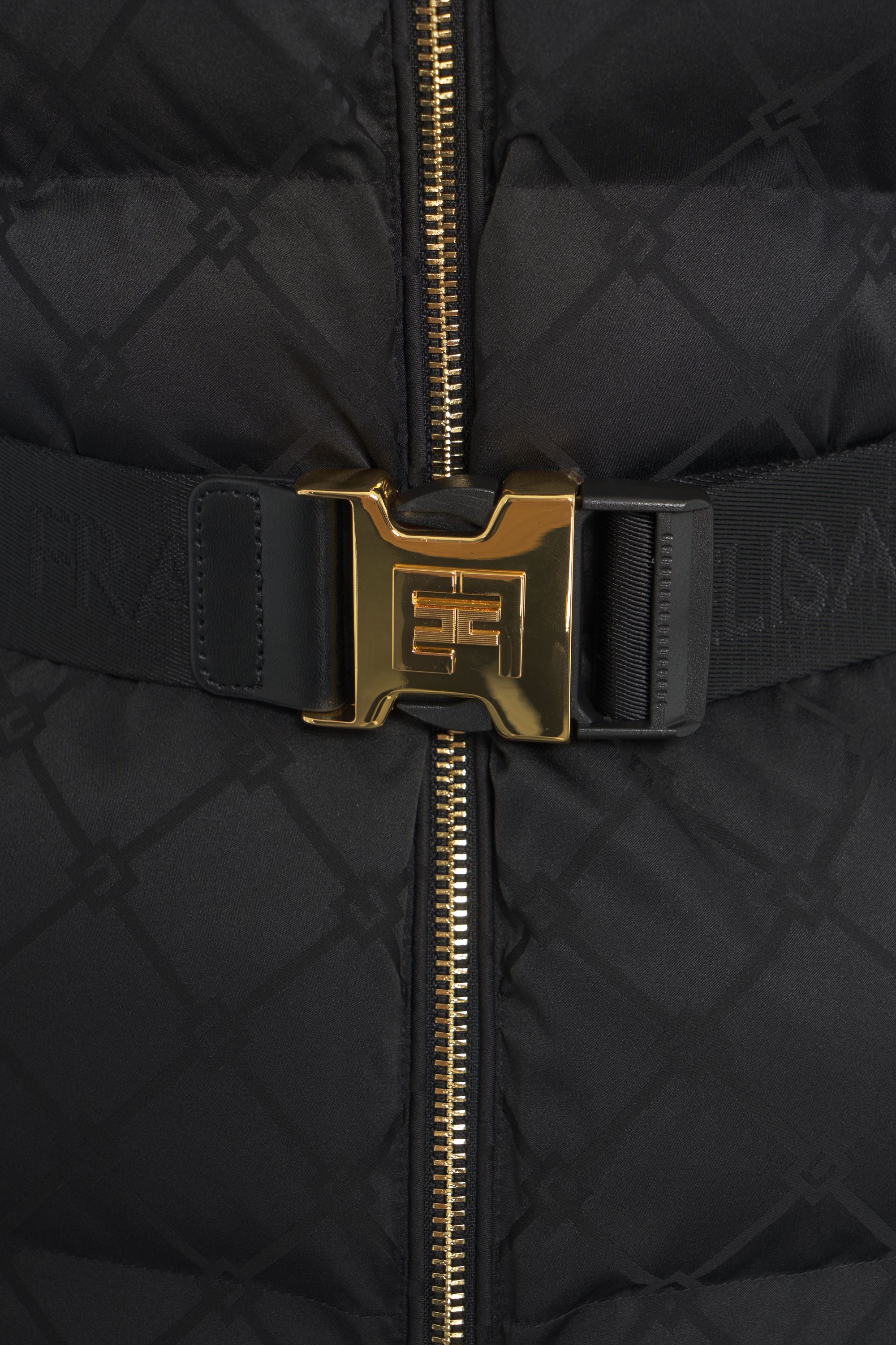 ELISABETTA FRANCHI Cropped Puffer Jacket with Belted Waist