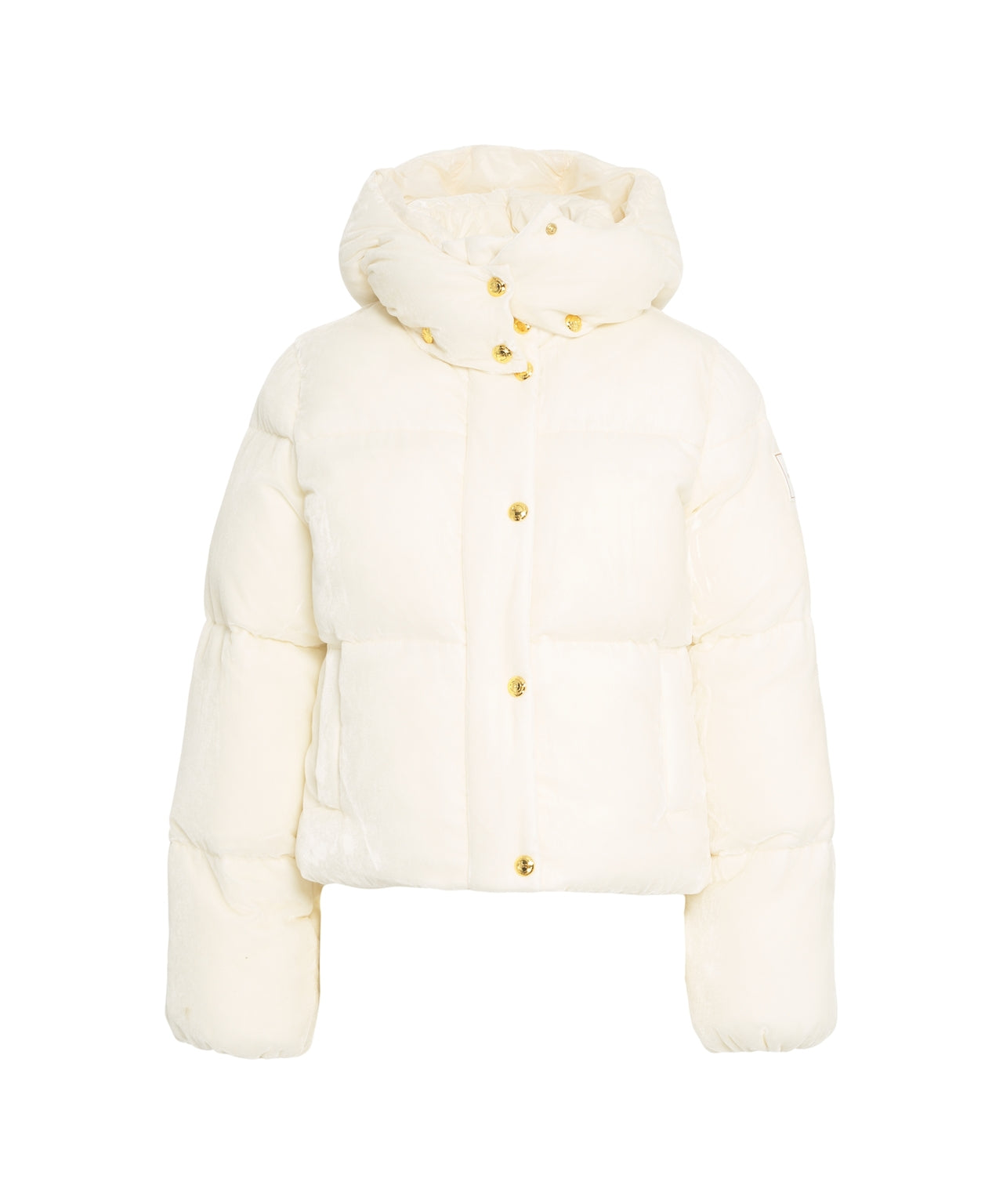 ELISABETTA FRANCHI Cropped Velvet Puffer Jacket