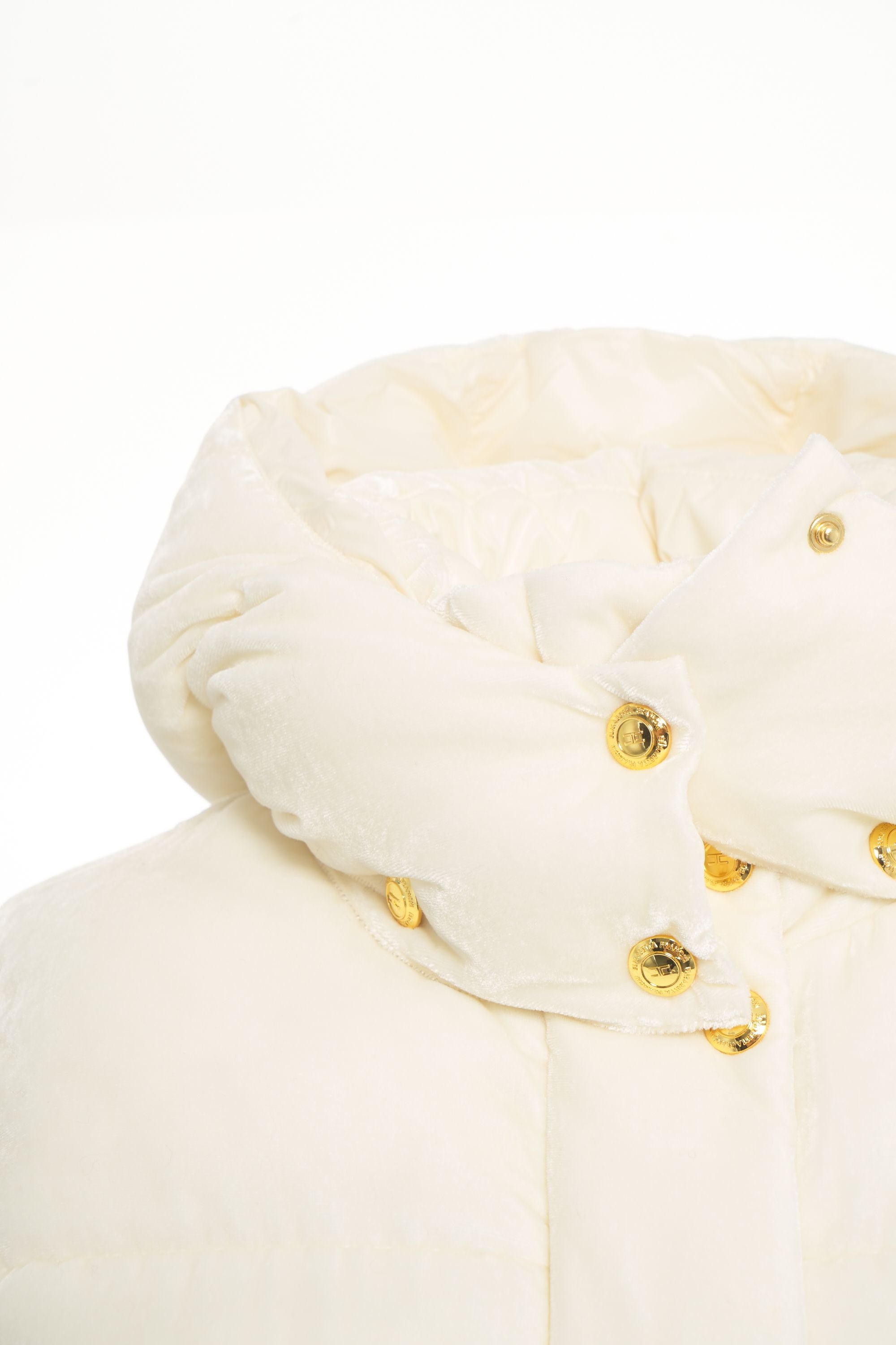 ELISABETTA FRANCHI Cropped Velvet Puffer Jacket
