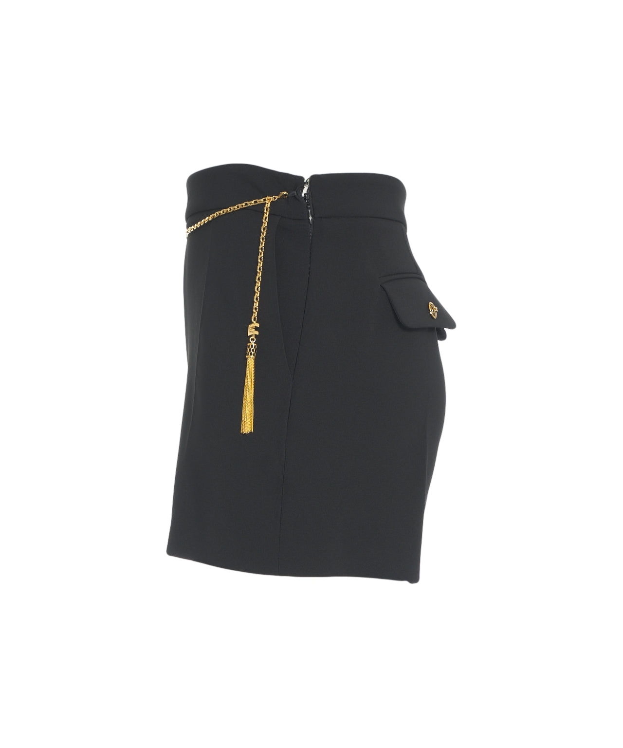 ELISABETTA FRANCHI High-Waisted Slim-Fit Bermuda Shorts with Chain Detail