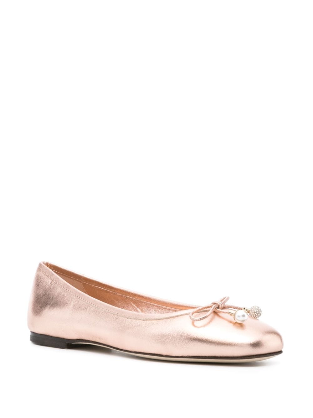 JIMMY CHOO Metallic Leather Ballet Flats
