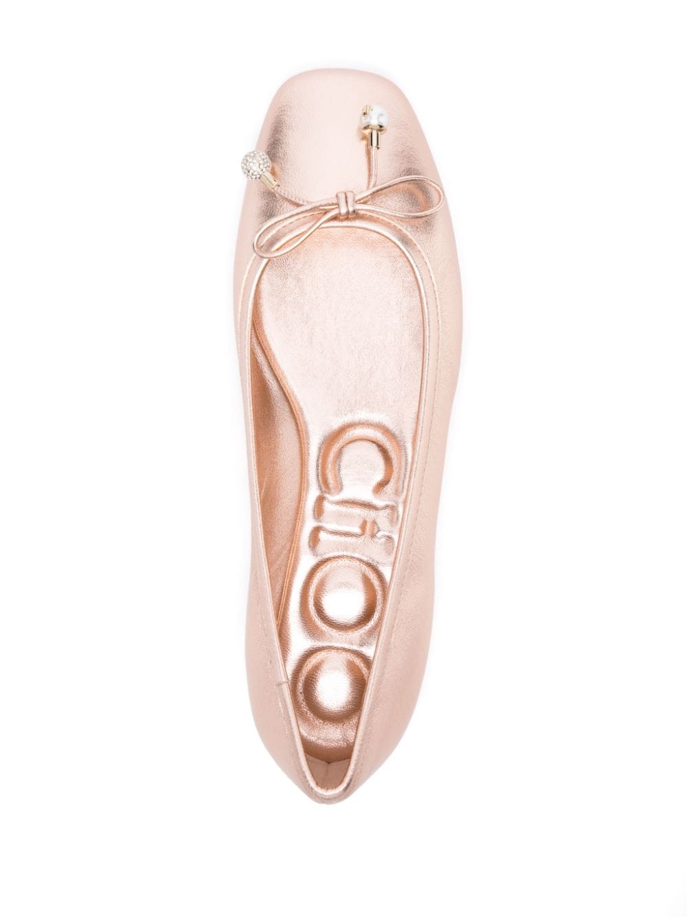 JIMMY CHOO Metallic Leather Ballet Flats