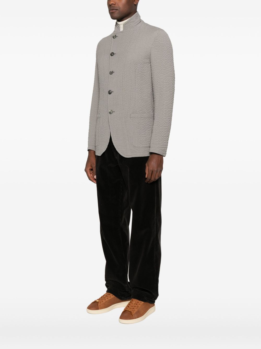 EMPORIO ARMANI Men's Wool Blend Jacket with Front Button Fastening