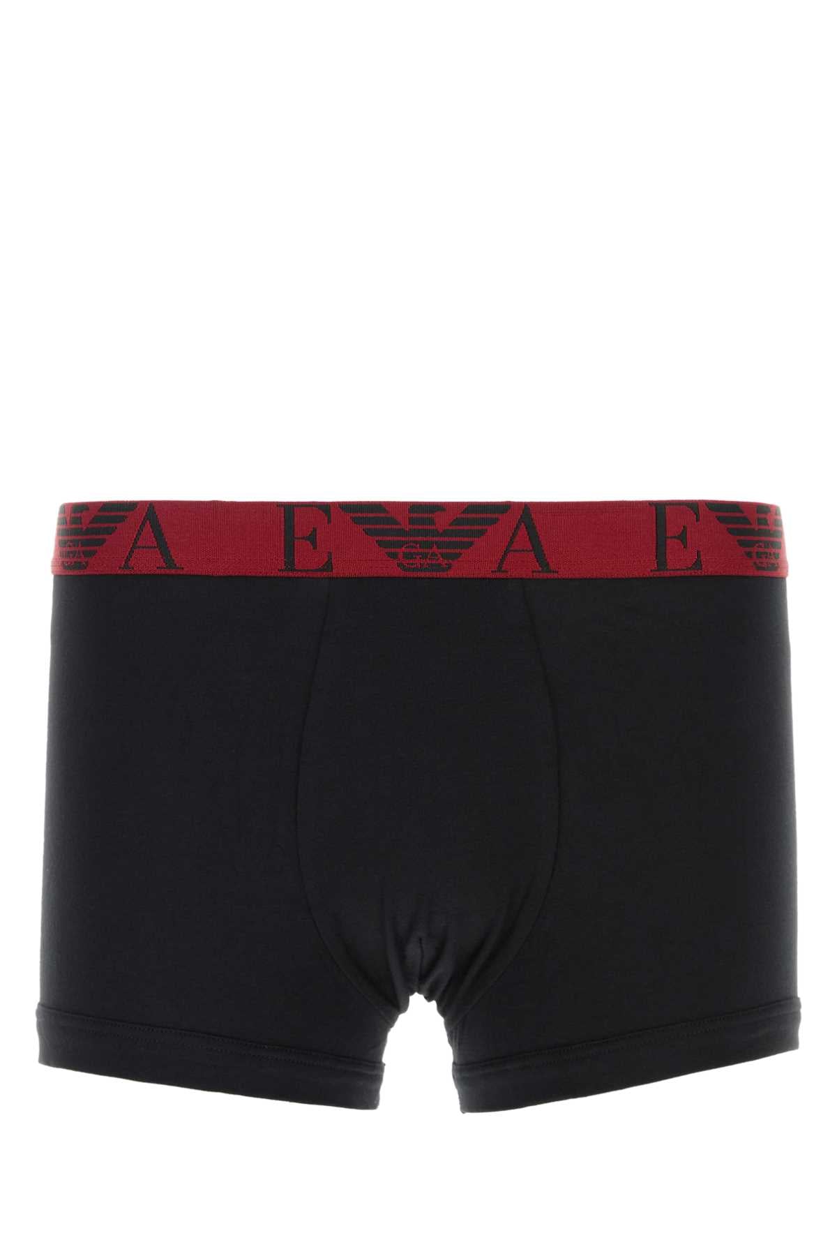 EMPORIO ARMANI Men's Stretch Cotton Boxer Set - 3-Pack Trunk with Bold Monogram