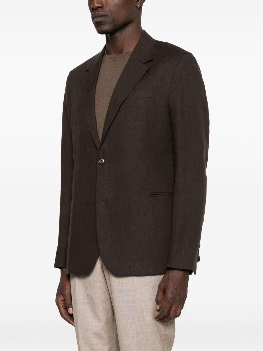 EMPORIO ARMANI Linen Single-Breasted Jacket for Men