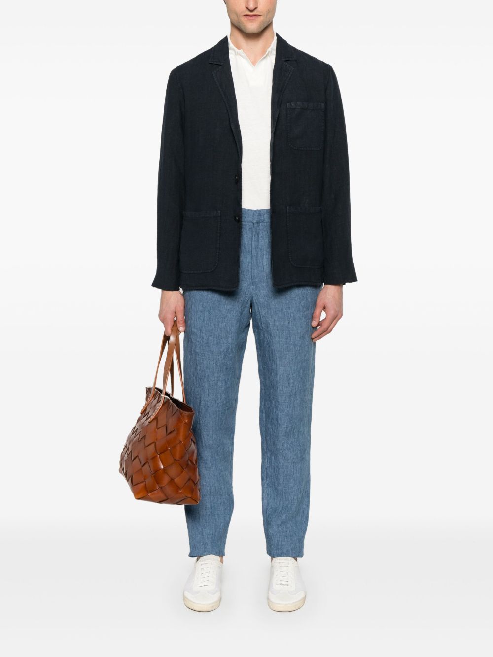 EMPORIO ARMANI Breathable 100% Linen Trousers for Men