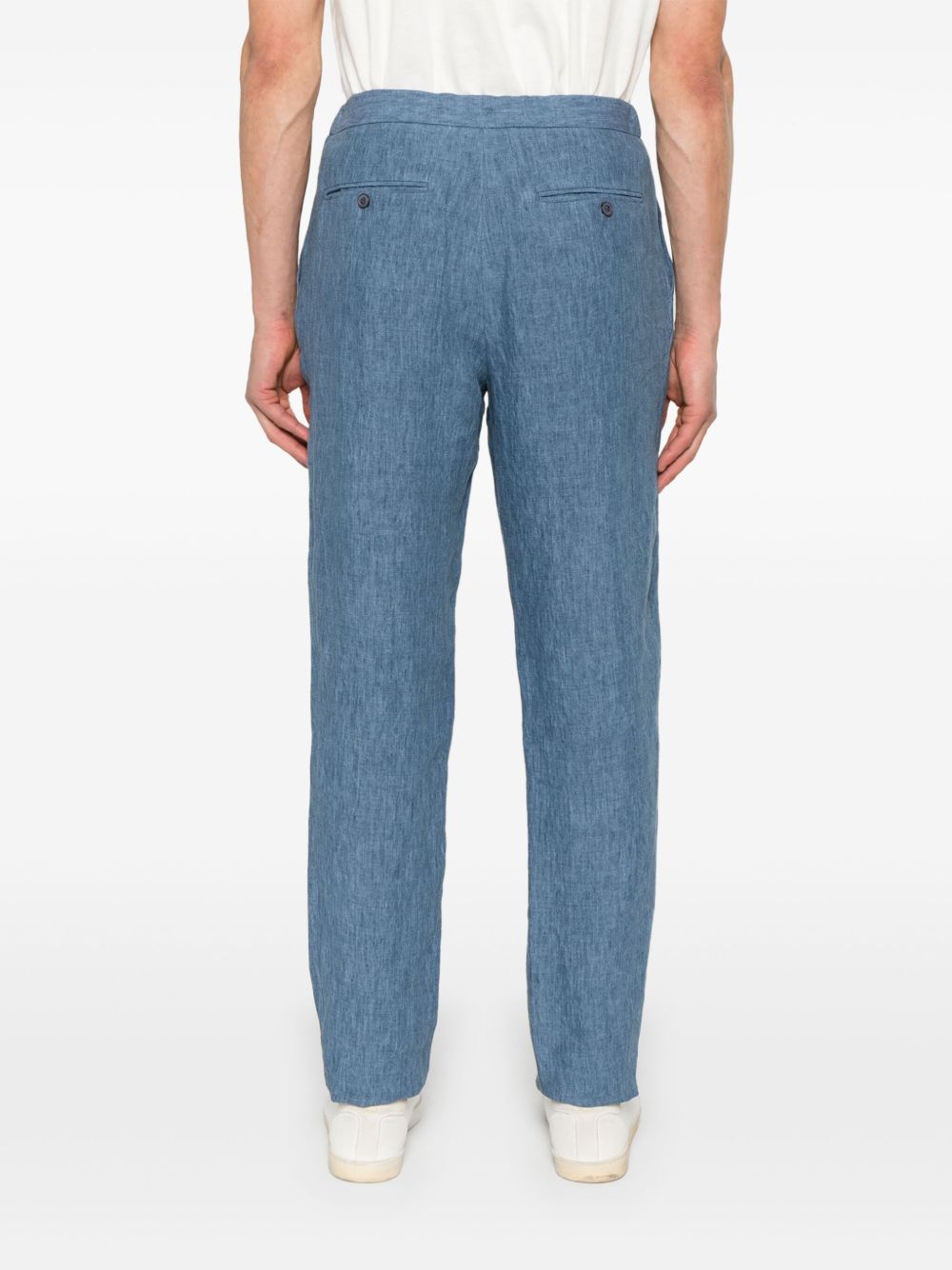 EMPORIO ARMANI Breathable 100% Linen Trousers for Men